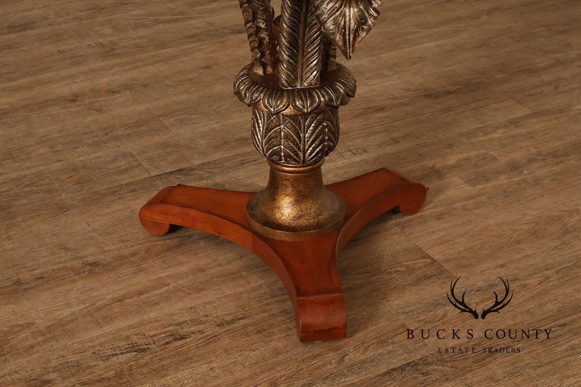 Hollywood Regency Style Round Glass Top Accent Table