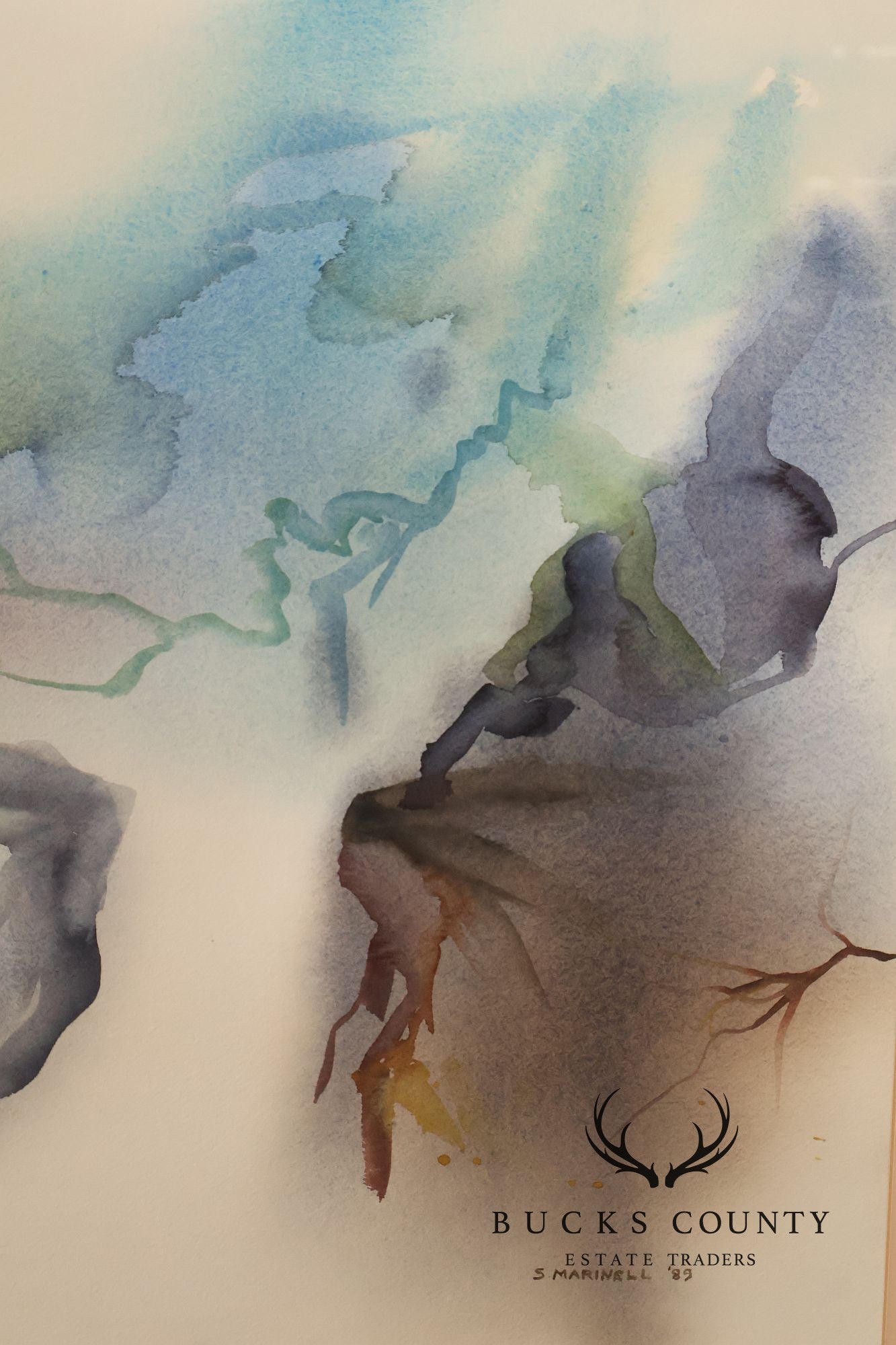Suzanne S. Marinell Watercolor Painting, Waterfall