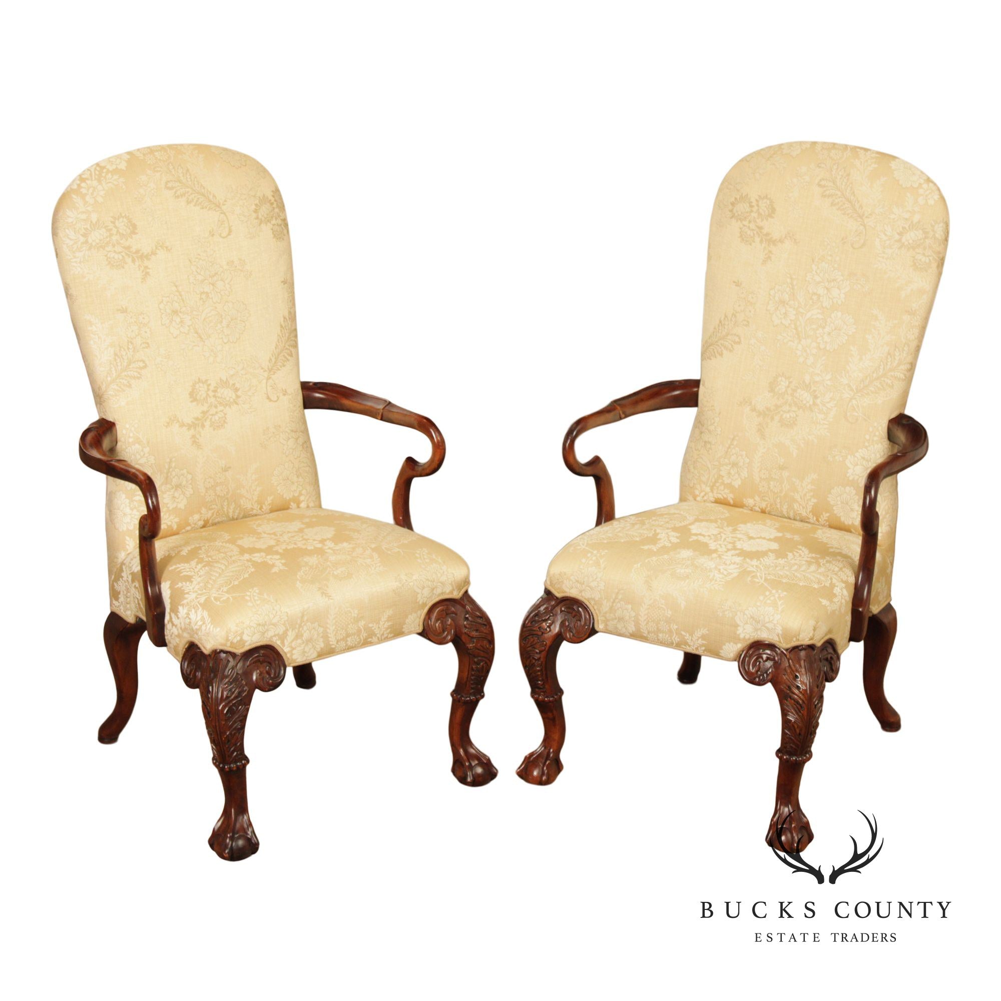 Century Furniture Georgian Style Pair of Mahogany Armchairs