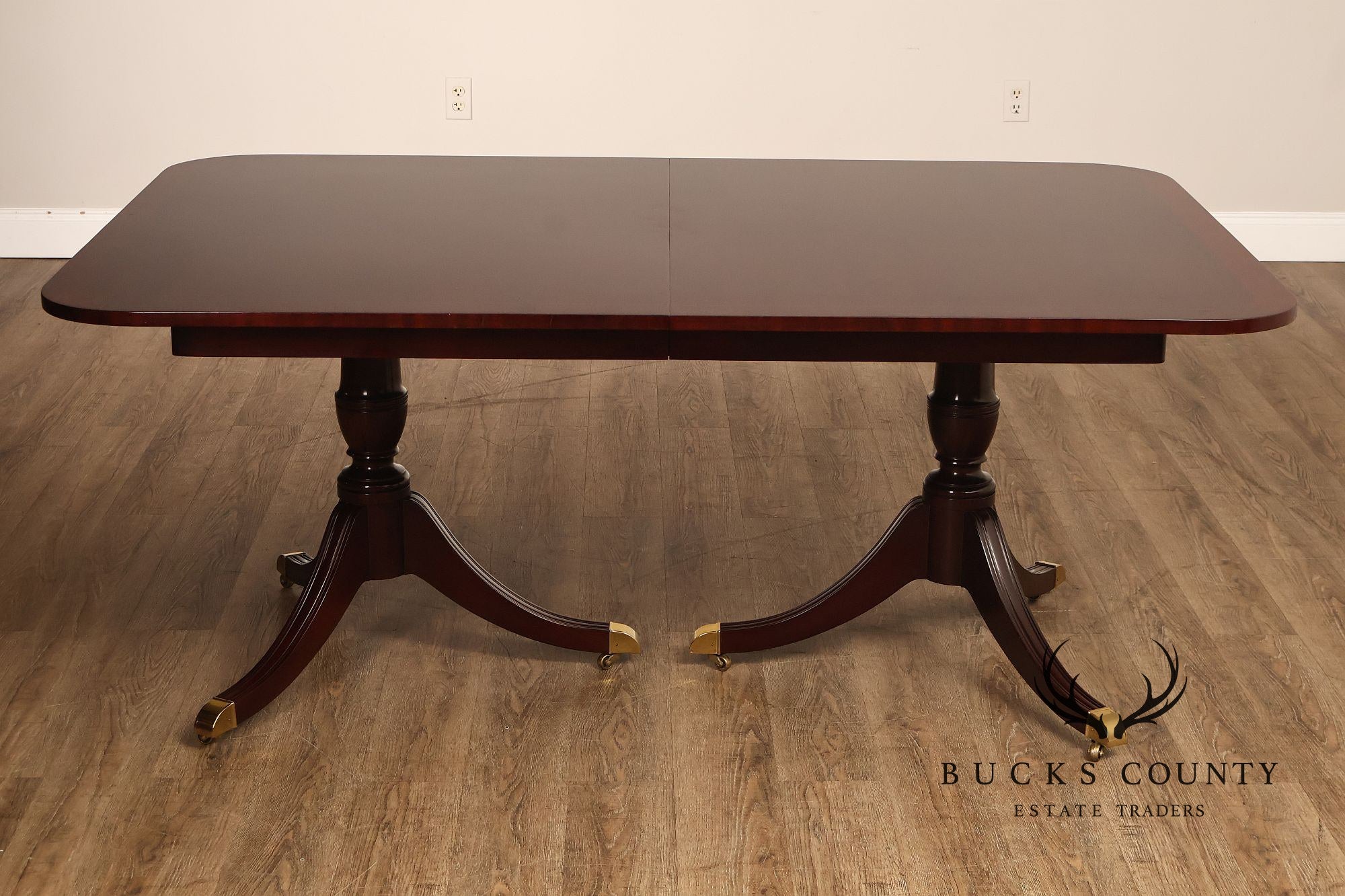 Kindel Regency Style Double Pedestal Mahogany Dining Table