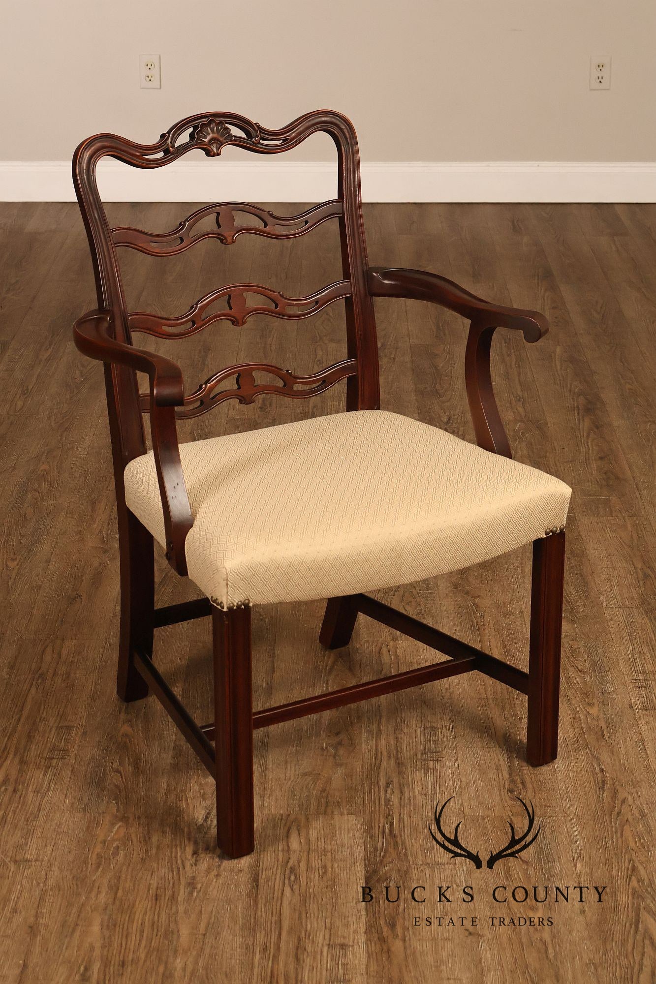 Chippendale Style Set of Eight Mahogany Ladder Back Dining Chairs