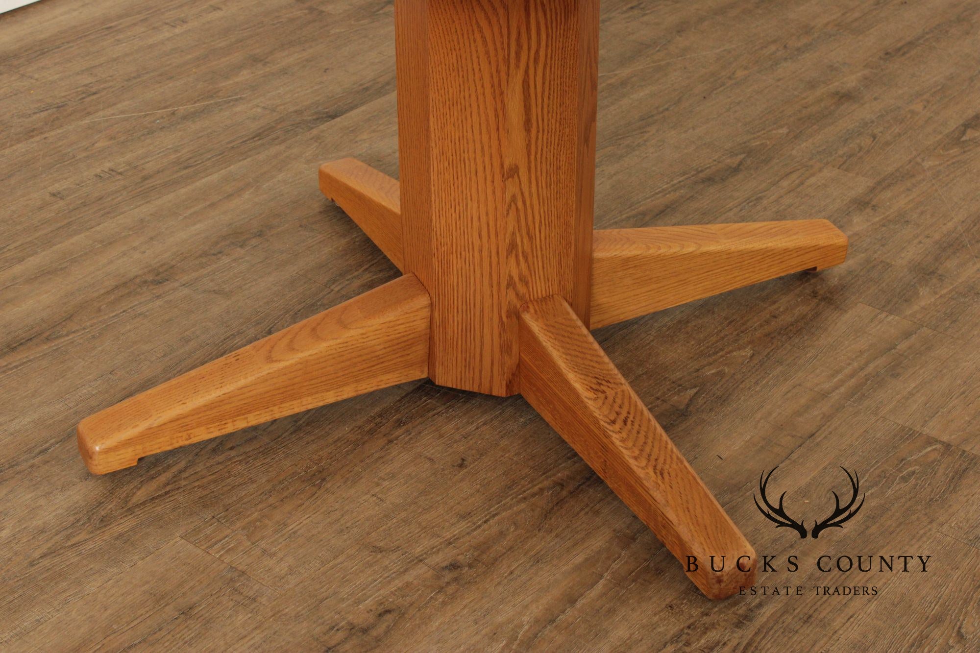 Solid Oak Round Expandable Pedestal Dining Table