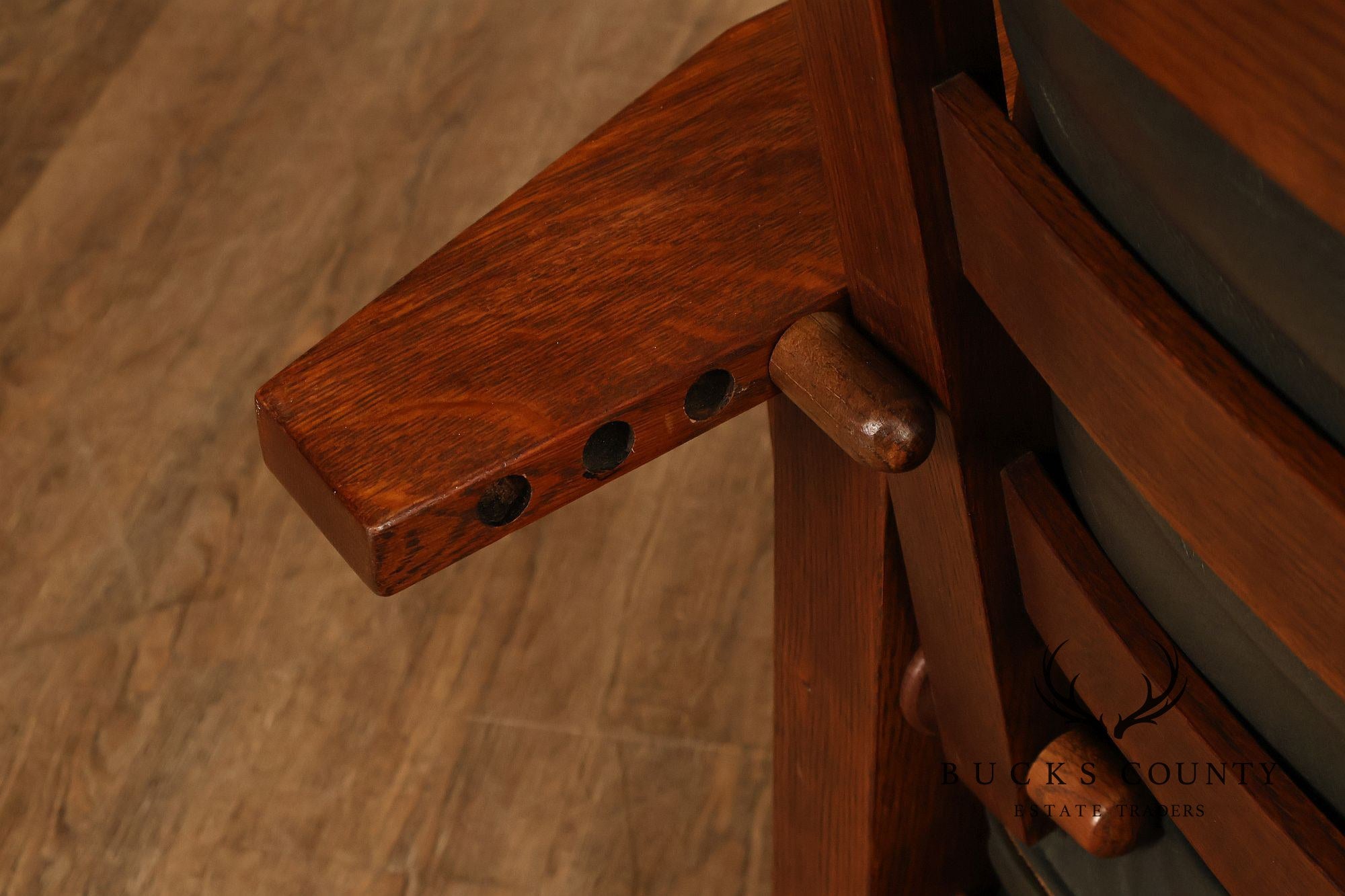 Stickley Mission Collection Oak Bent Arm Morris Chair and Ottoman