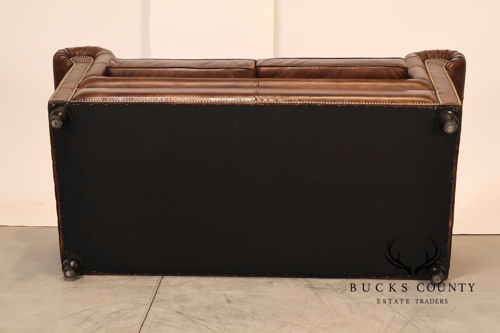 Chesterfield Style 6 Foot Cognac Brown Tufted Leather Sofa