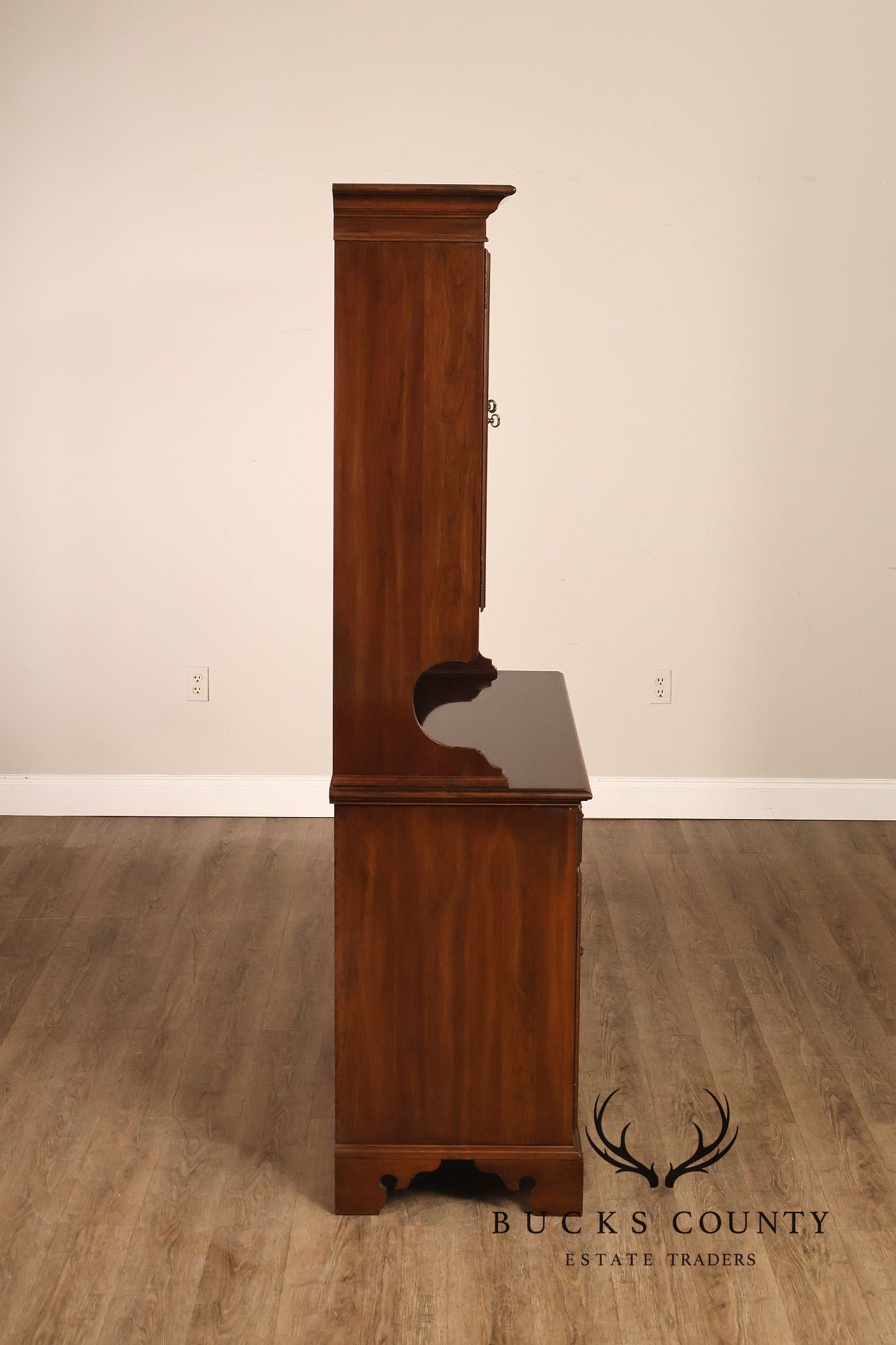 Ethan Allen Georgian Court Style Cherry Step Back Hutch China Cabinet