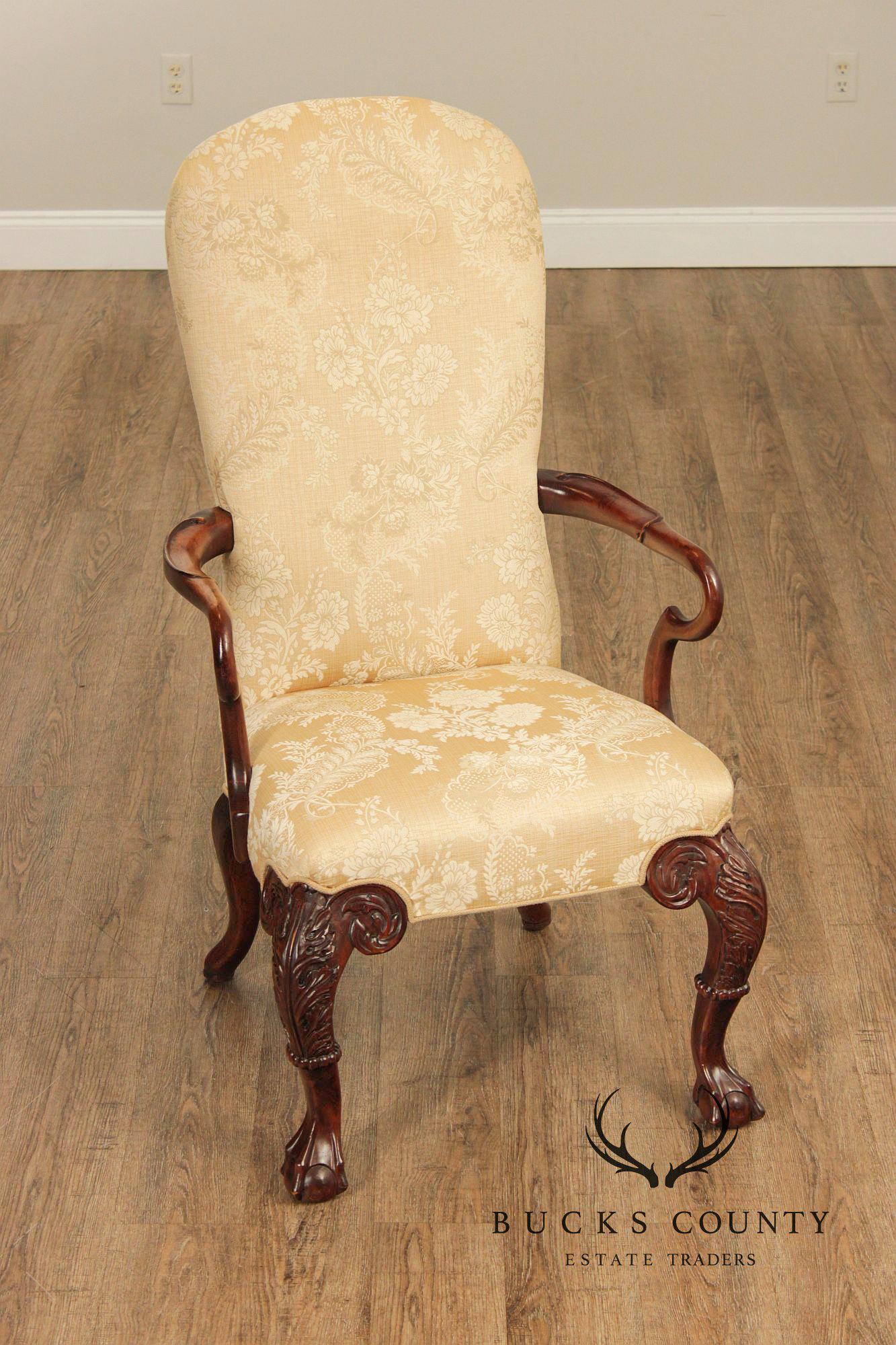Century Furniture Chippendale Style Pair of Carved Mahogany Armchairs