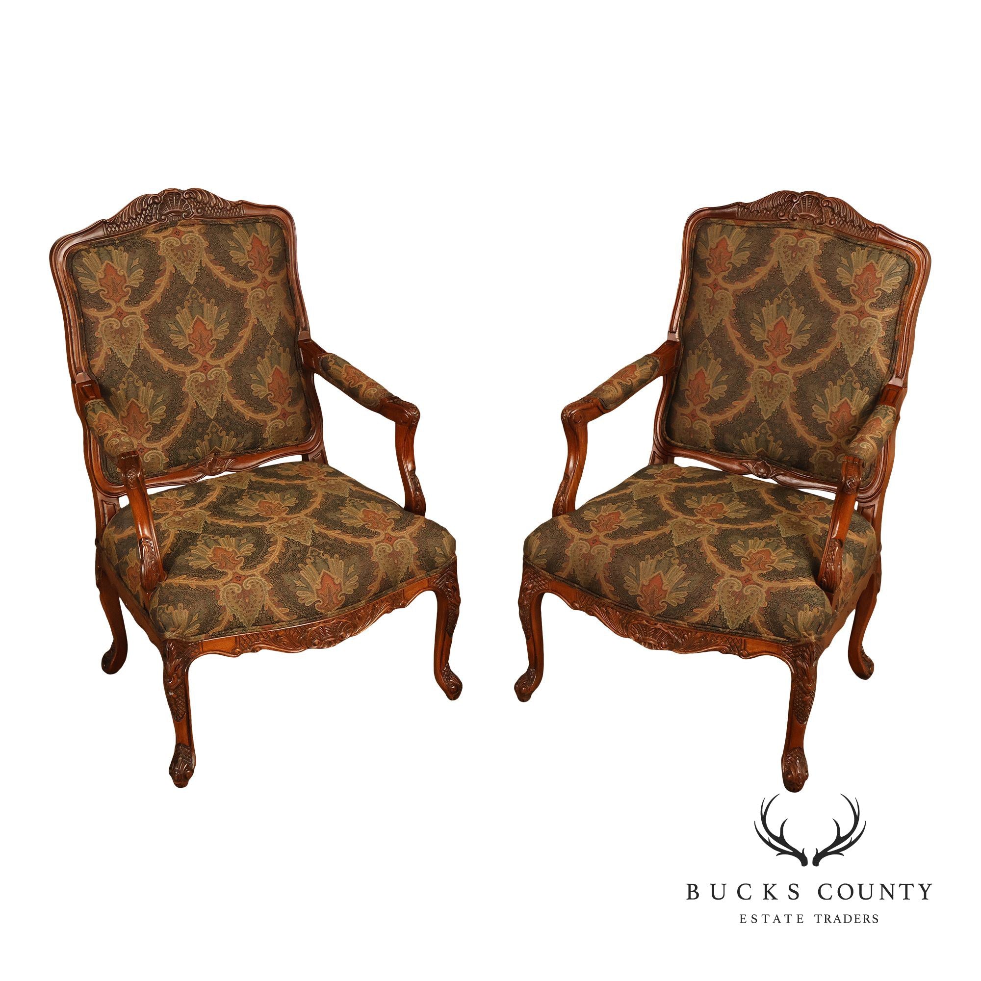 Woodmark Originals Italian Rococo Style Pair of Armchairs