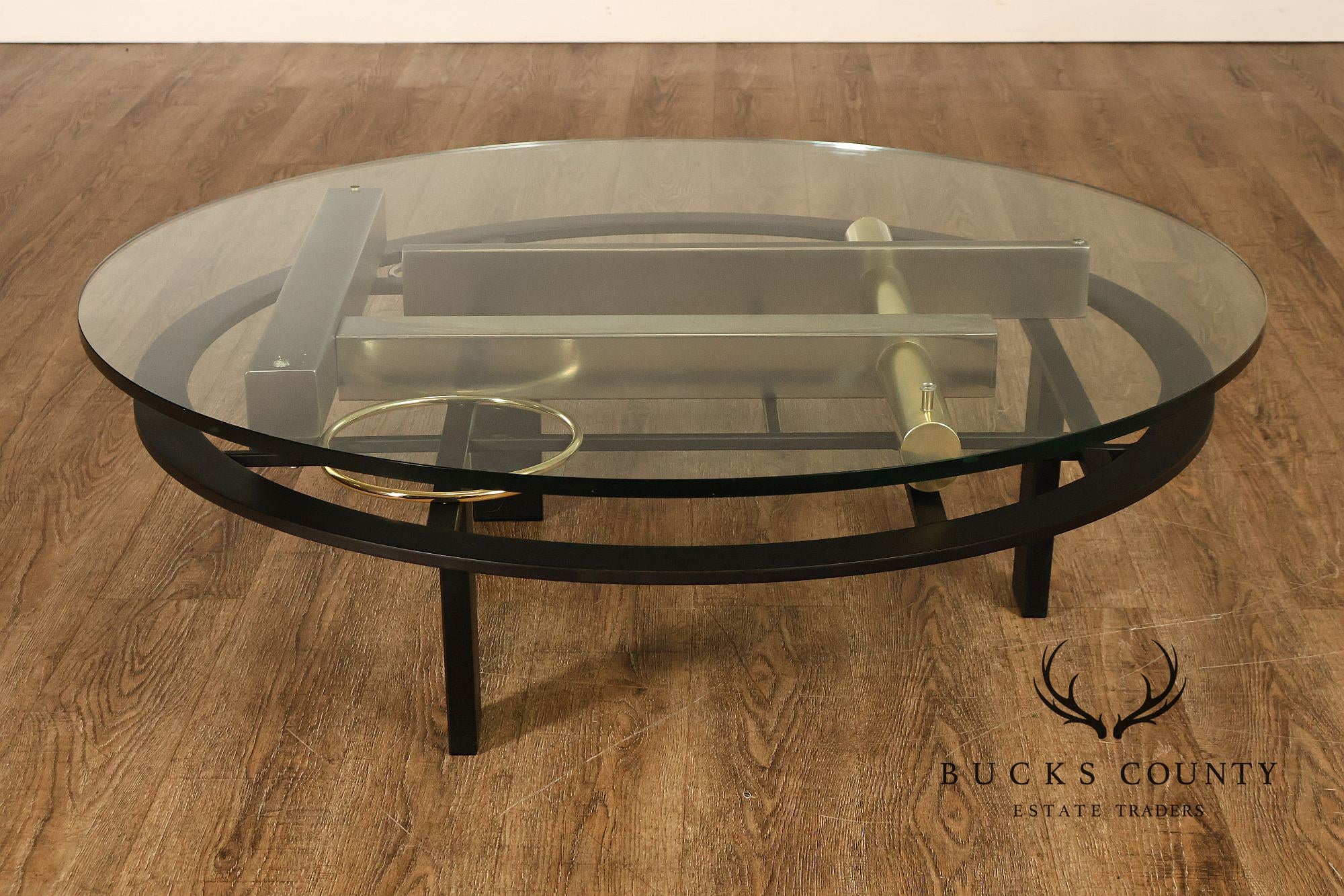 DIA Post Modern Round Glass Top Sculptural Coffee Table