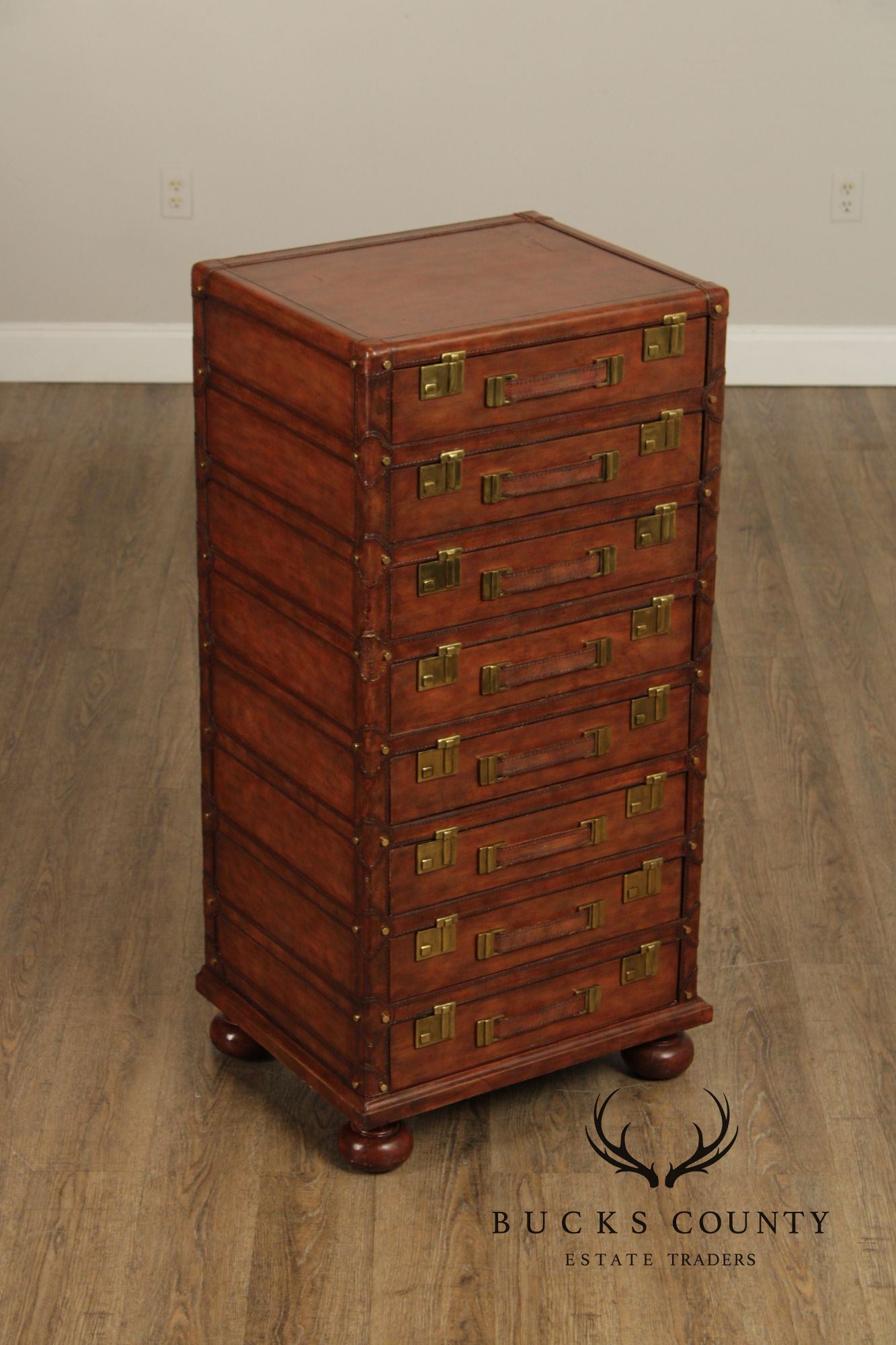 Maitland Smith Leather Stacking Luggage Chest Of Drawers