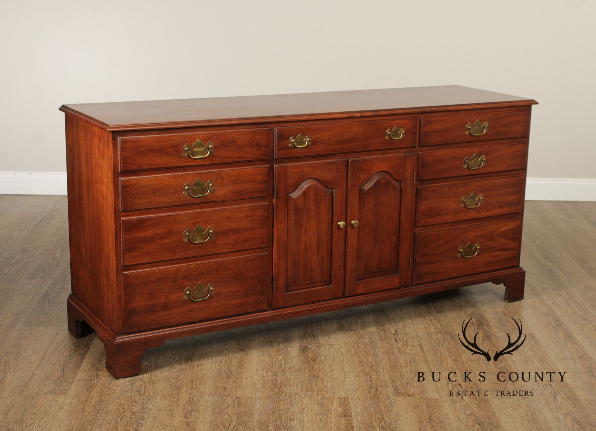 Henkel Harris Chippendale Style Black Cherry Door Dresser