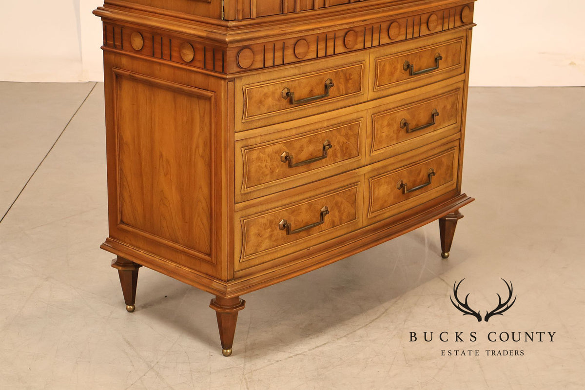 Vintage Neoclassical Style Burlwood Gentleman's Chest