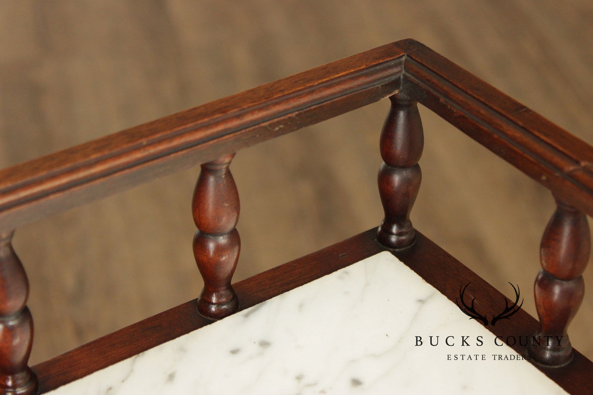 Vintage Hepplewhite Style Mahogany Marble Top Console Server Table
