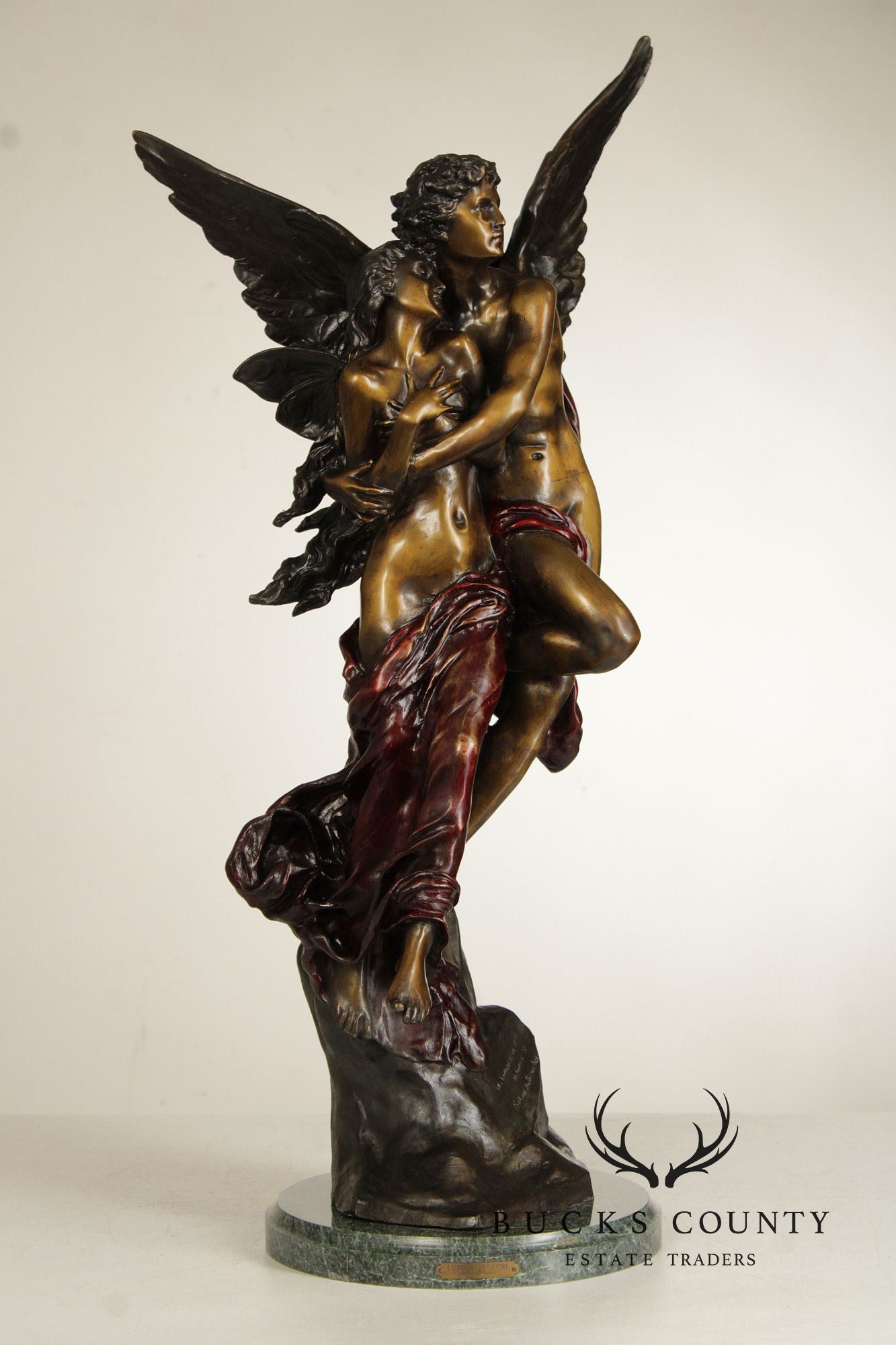 Henri Godet Bronze Statue, 'Cupid & Psyche'