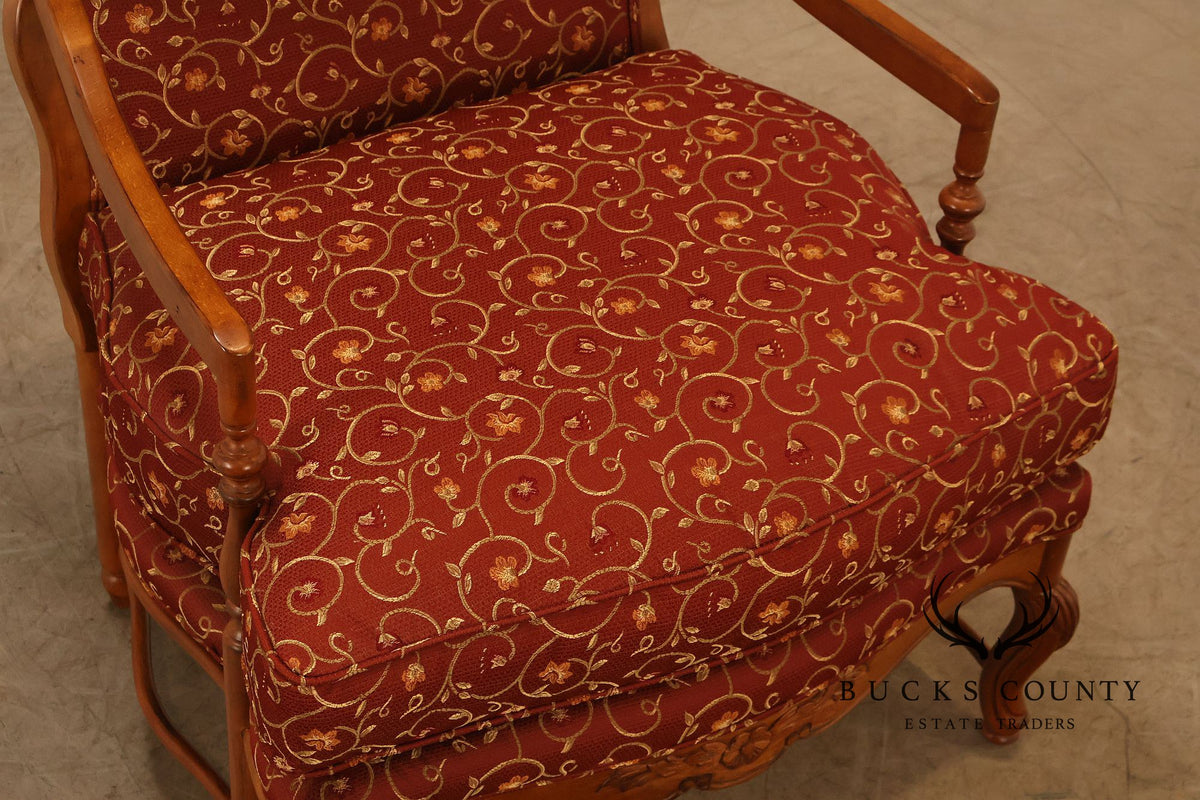 Highland House Pair Of Genevieve French Country Upholstered Lounge Chairs