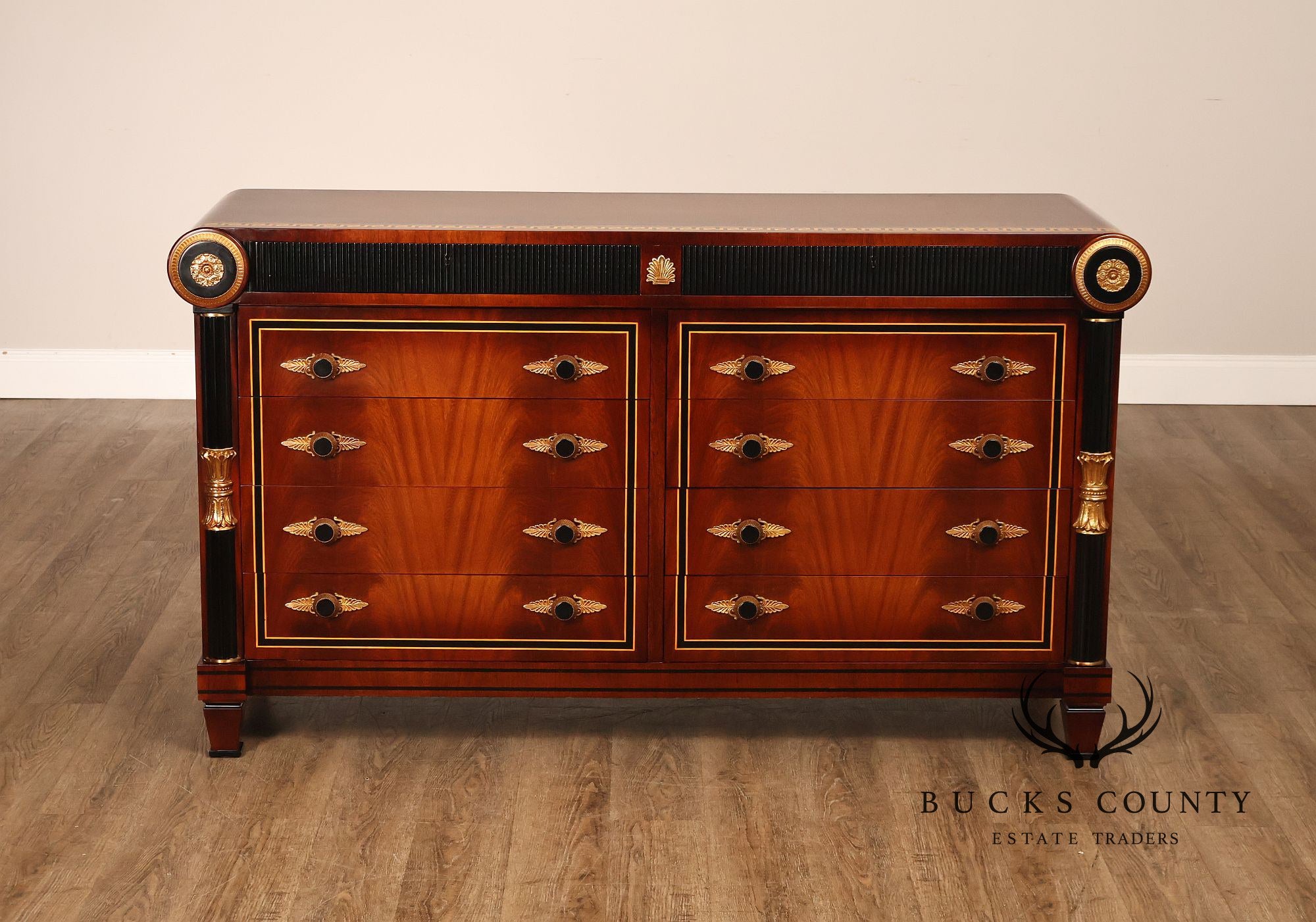 Mariner Neoclassical Empire Style Mahogany Ten Drawer Dresser