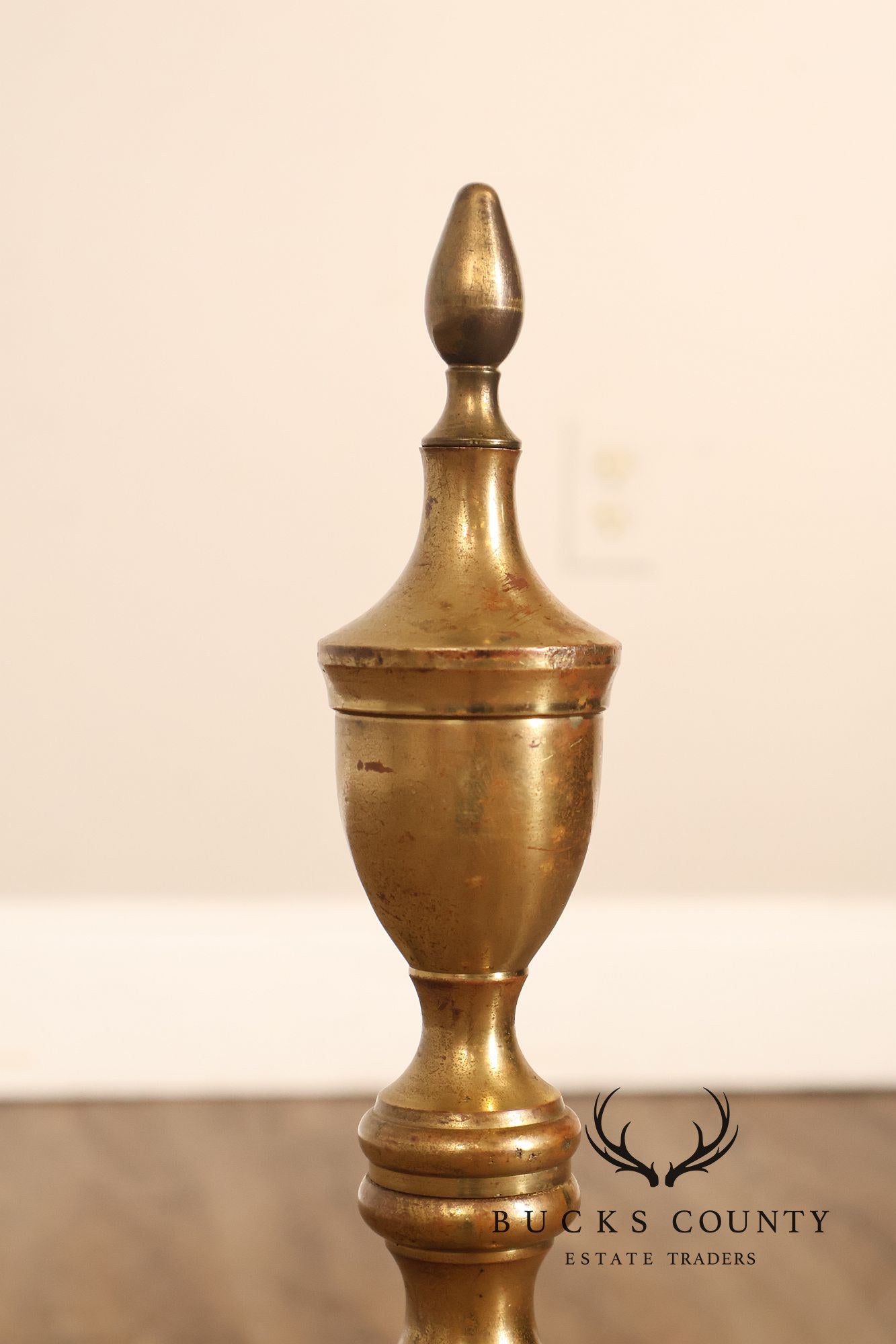 Puritan Federal Style Pair of Brass Andirons