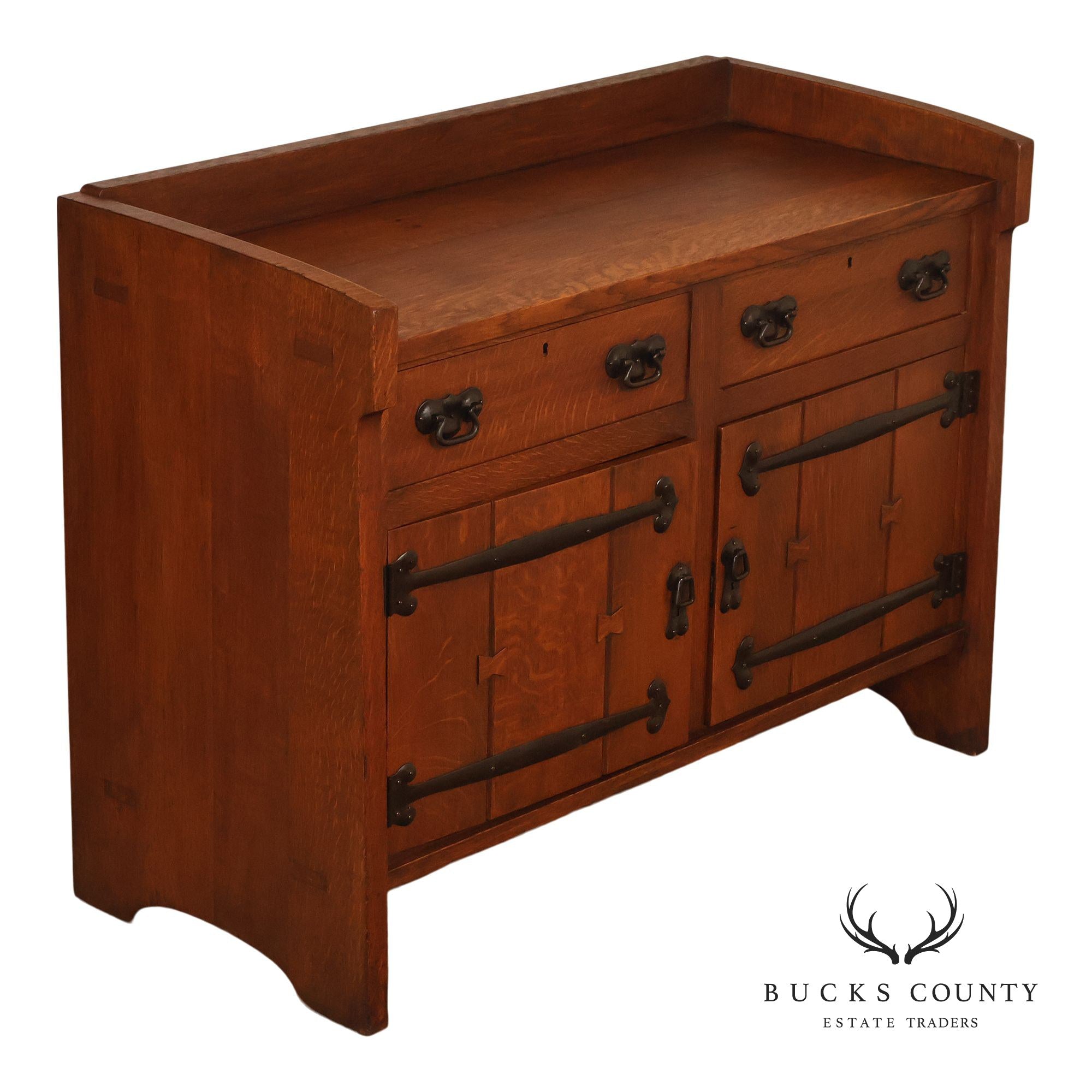 Early Gustav Stickley Arts And Crafts Oak Sideboard Buffet