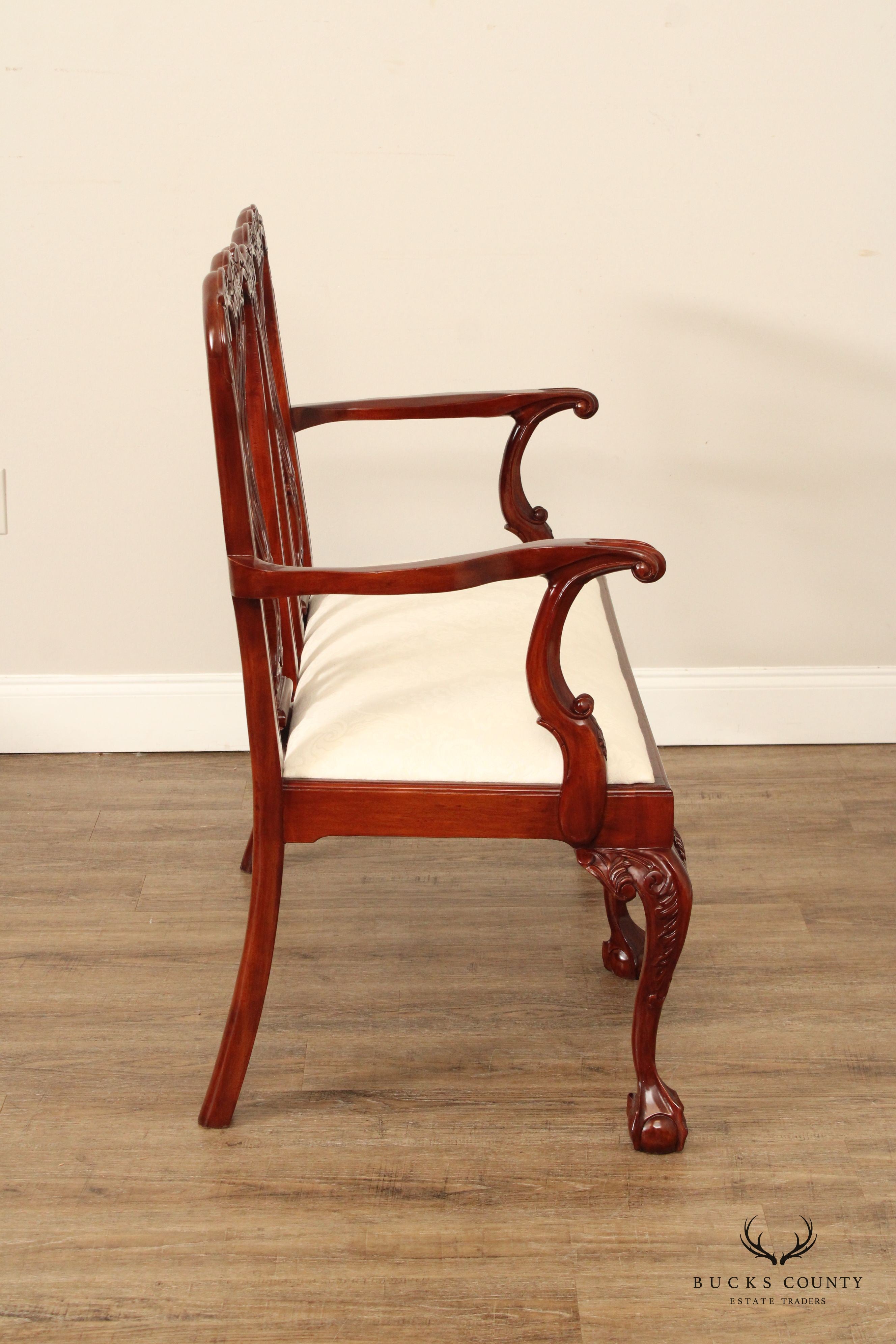 Georgian Style Carved Mahogany Double Bench