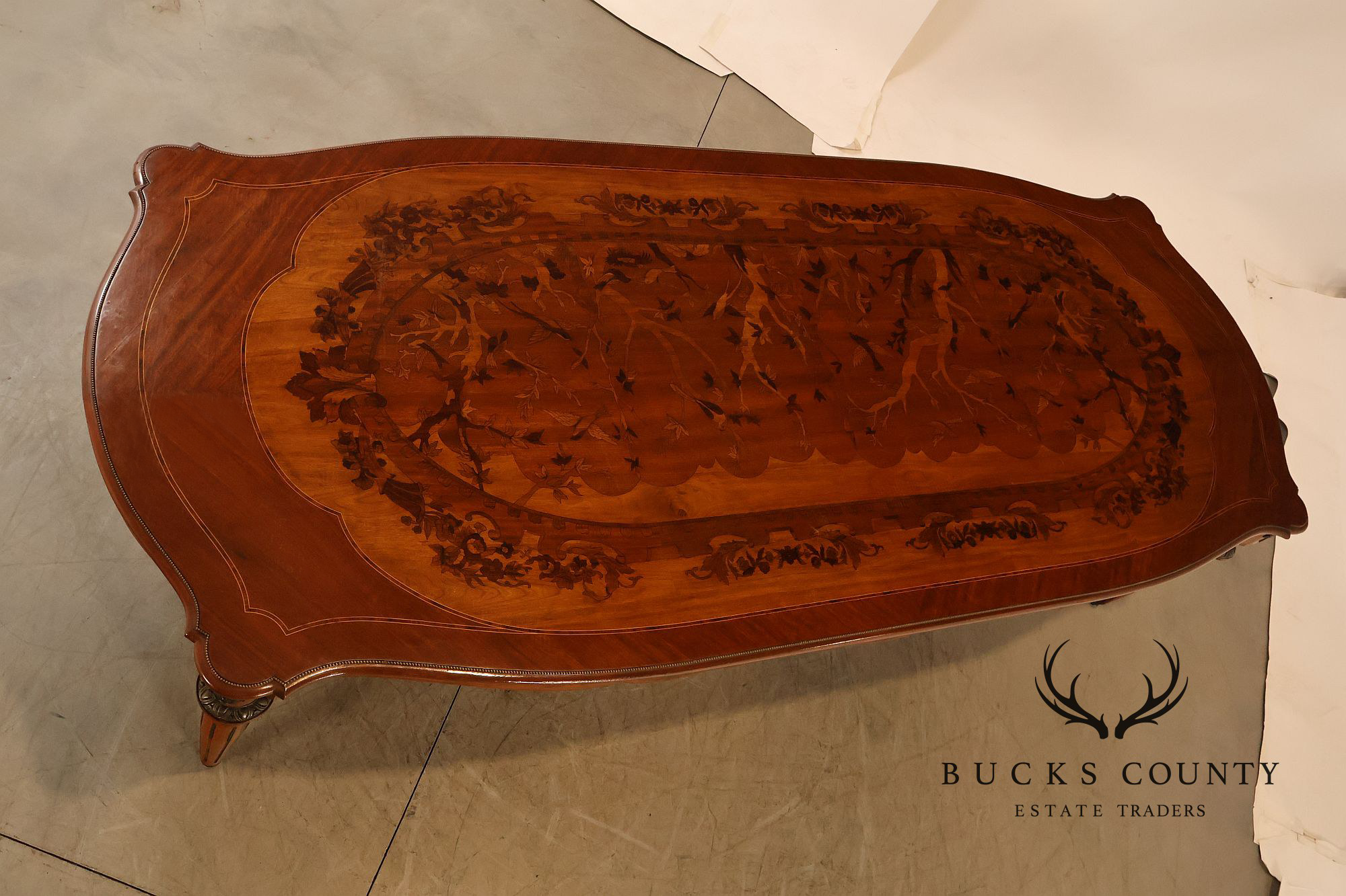 Custom Louis XVI Style Walnut Marquetry Dining Table