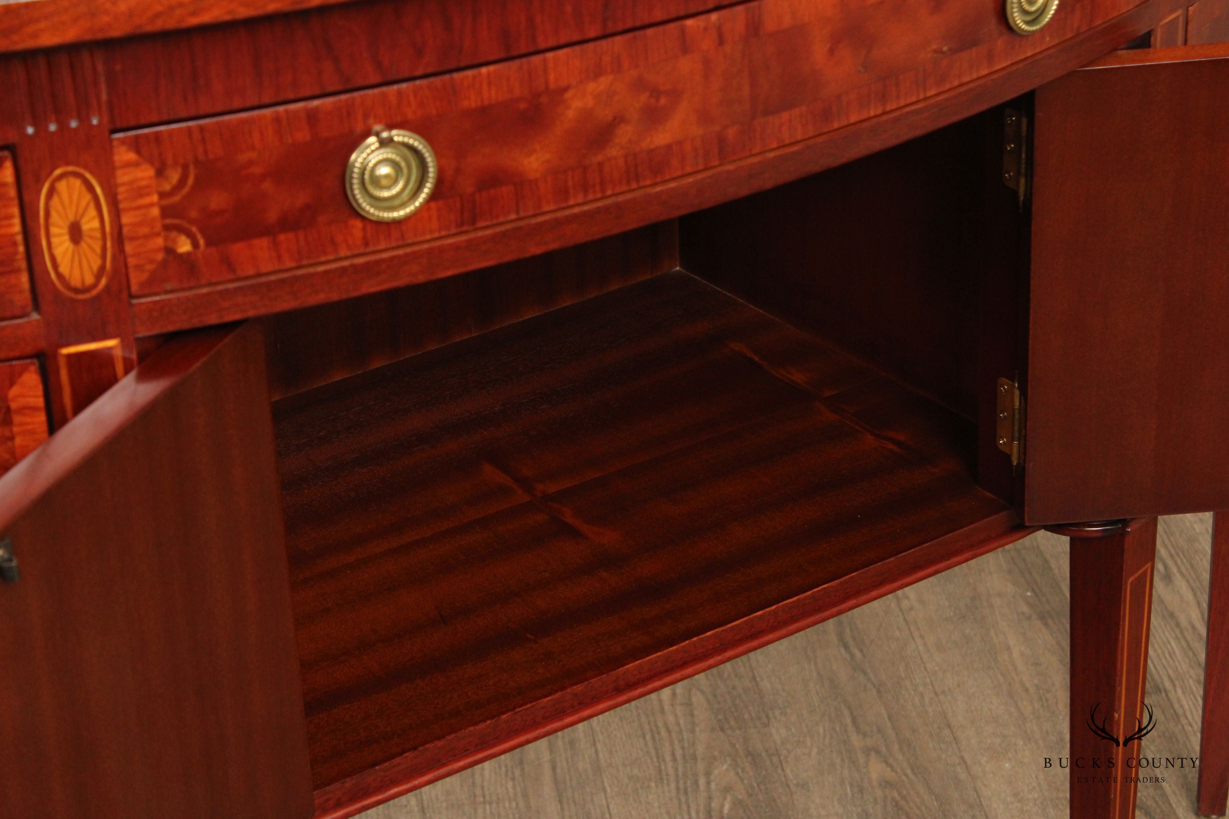 Hepplewhite Style Banded Mahogany Demilune Sideboard