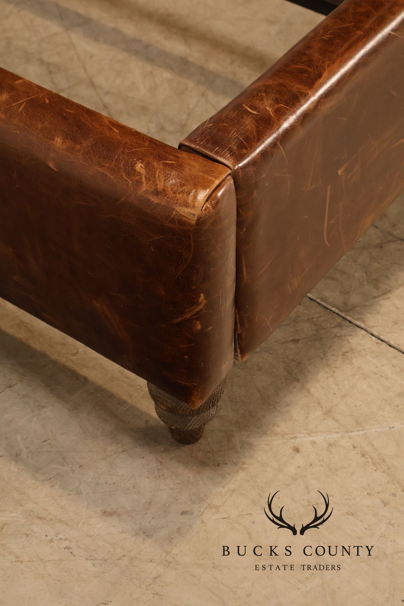 Restoration Hardware 'Churchill' Tufted Leather Queen Bed