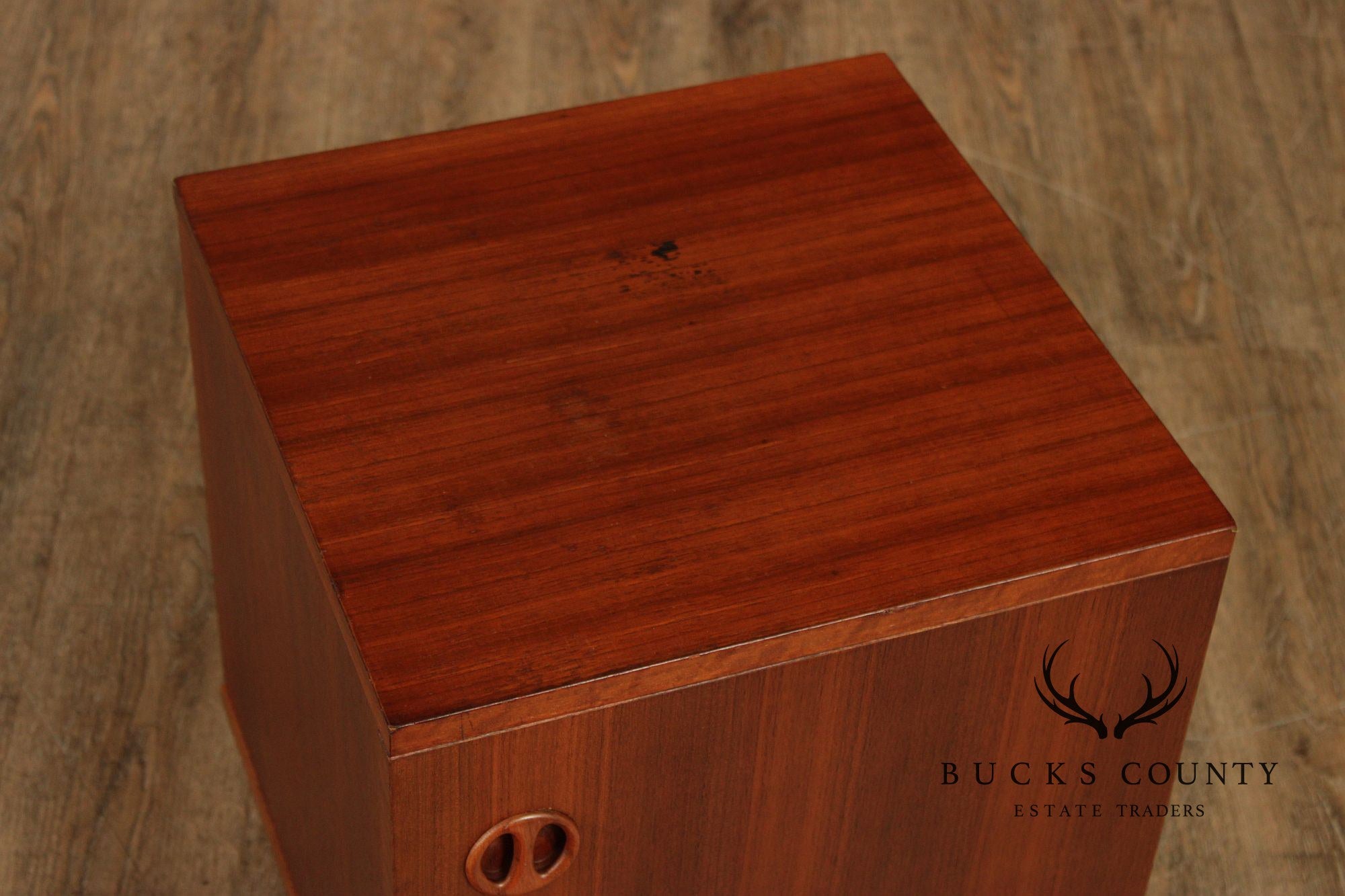 Pair Of Danish Modern Style Teak Single Door Nightstands