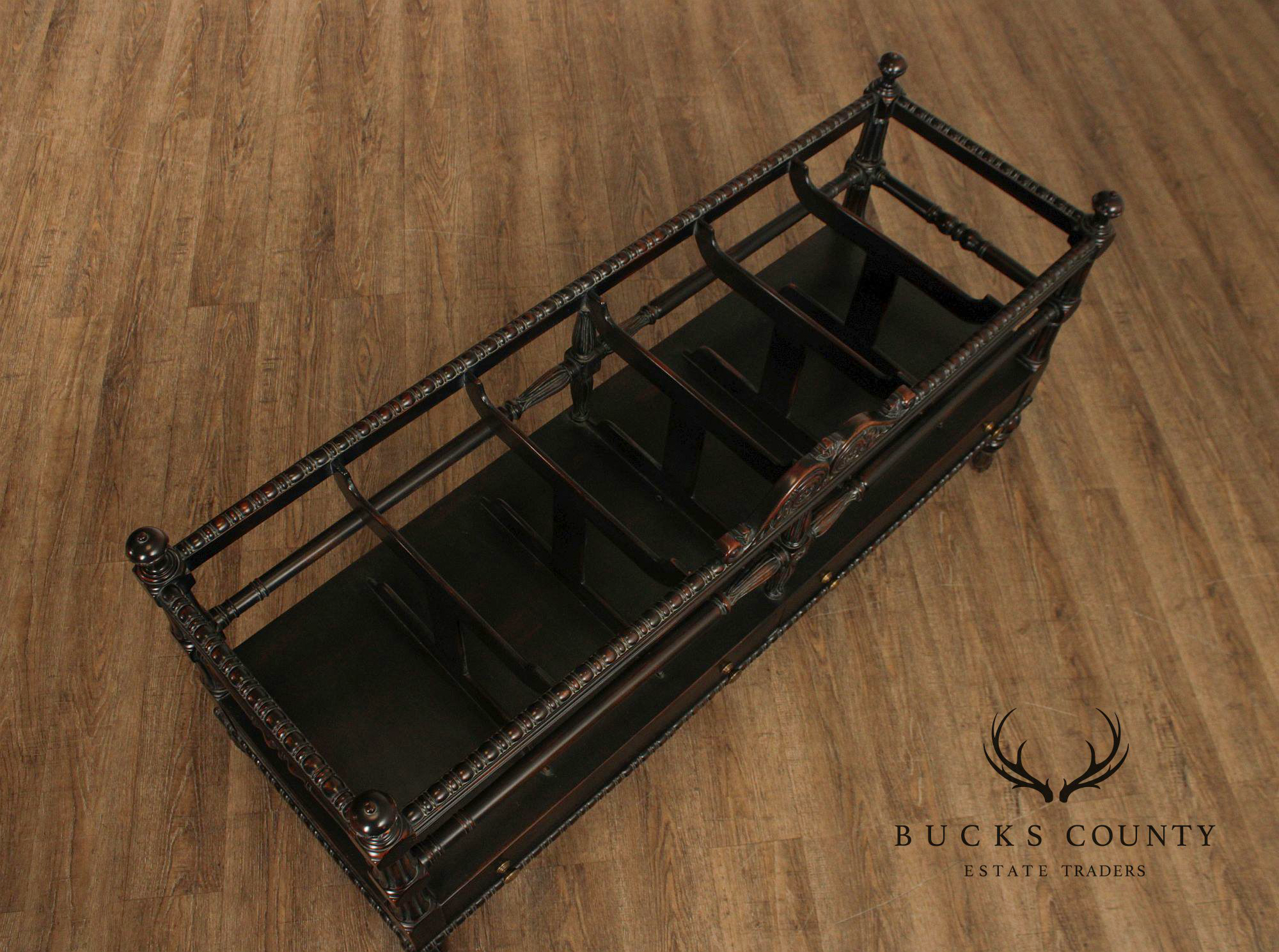Sarried Tudor Style Ebonized Double Canterbury Magazine Rack