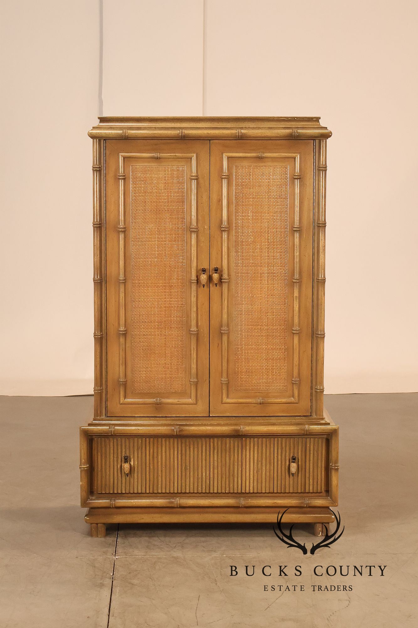 American Of Martinsville Faux Bamboo Tall Gentleman's Chest Armoire