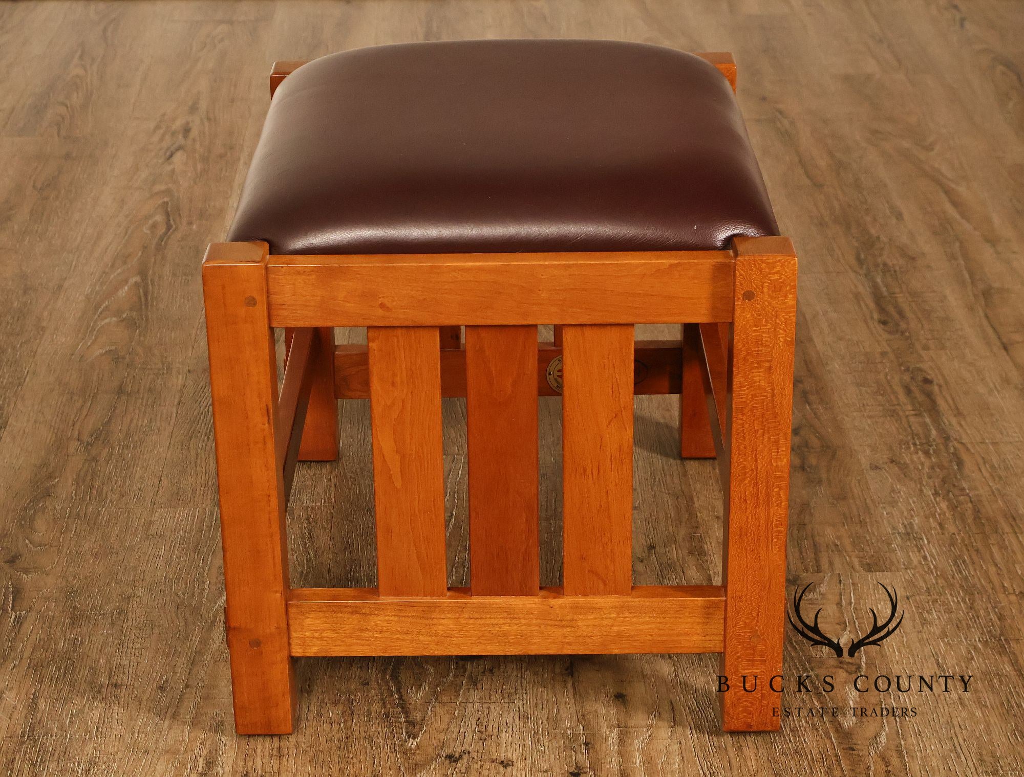 Stickley Mission Collection Cherry and Leather Footstool