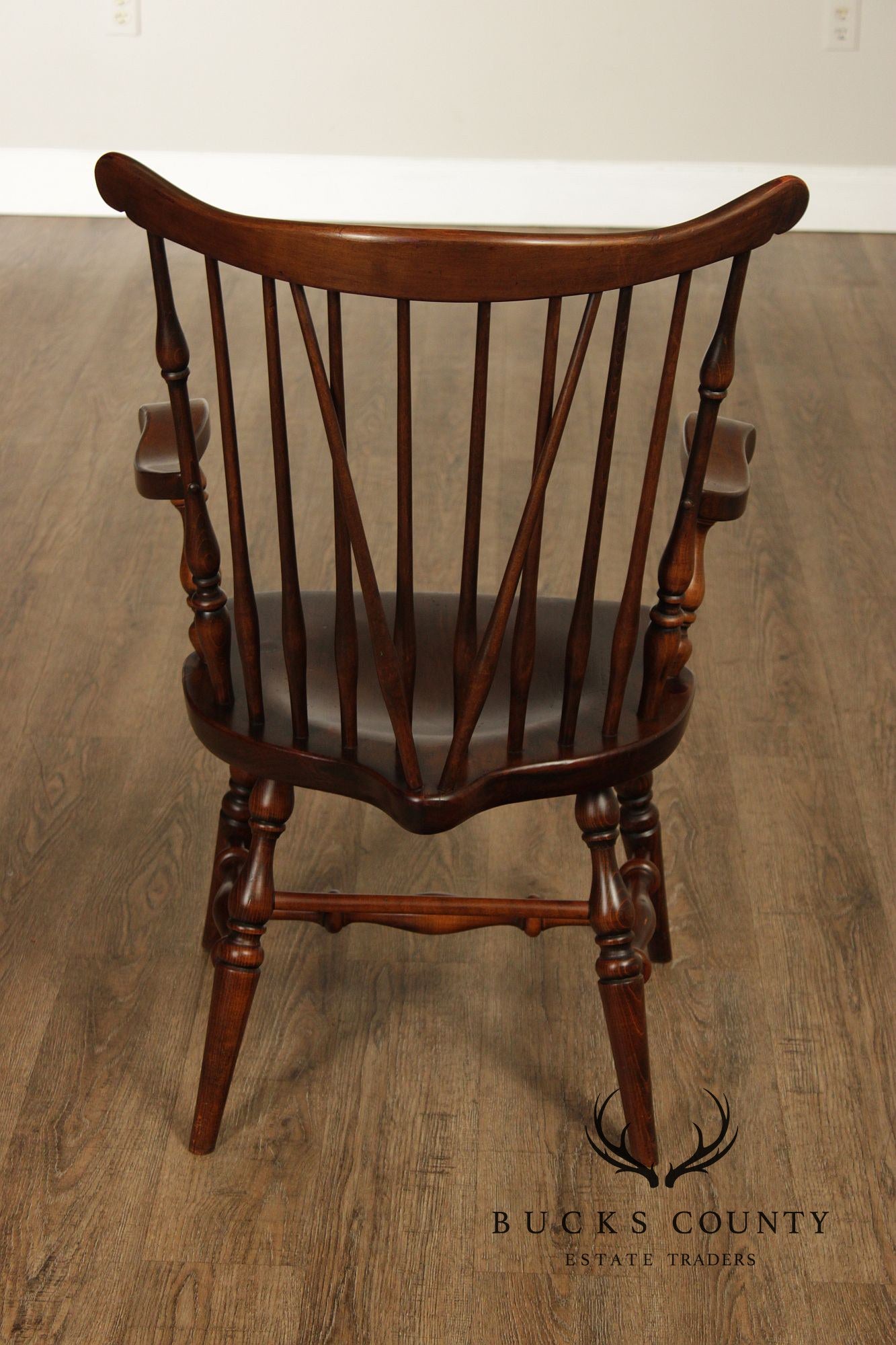 Ethan Allen Vintage Set of Six Windsor Style Dining Chairs, Solid Pine