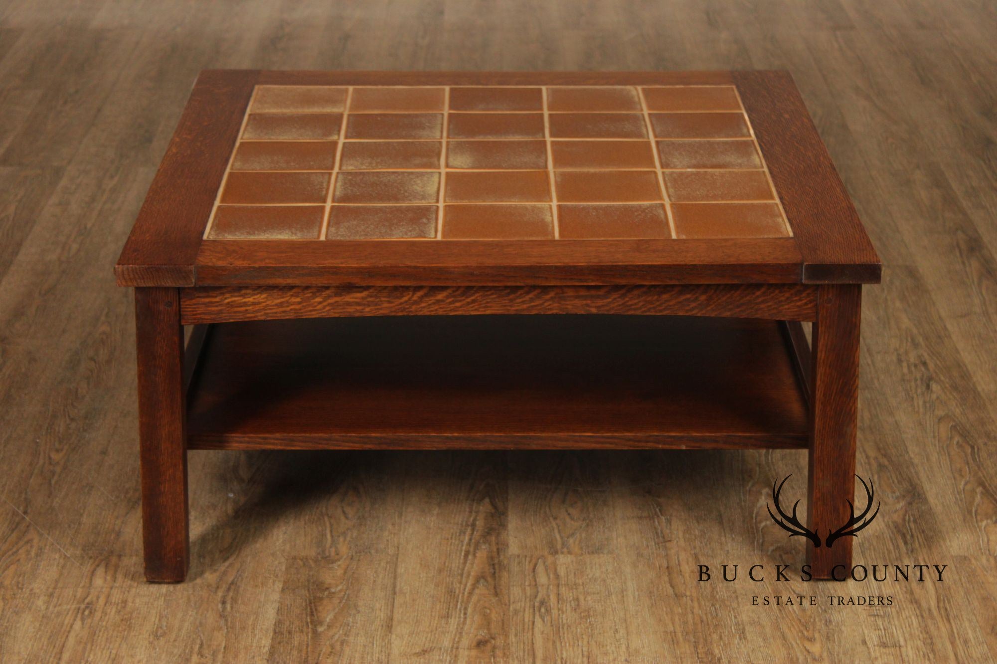Stickley Mission Collection Oak Tile Top Coffee Table