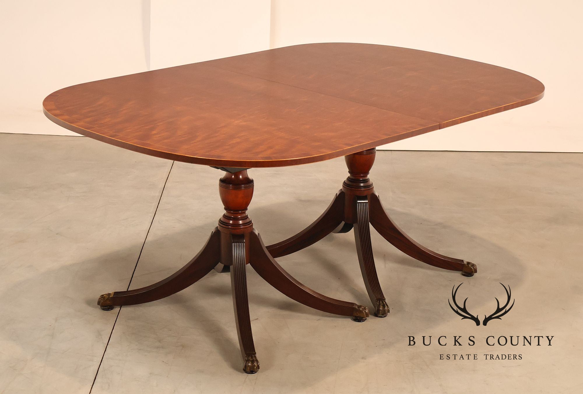 Schmieg & Kotzian Mahogany Double Pedestal Dining Table With 3 Leaves