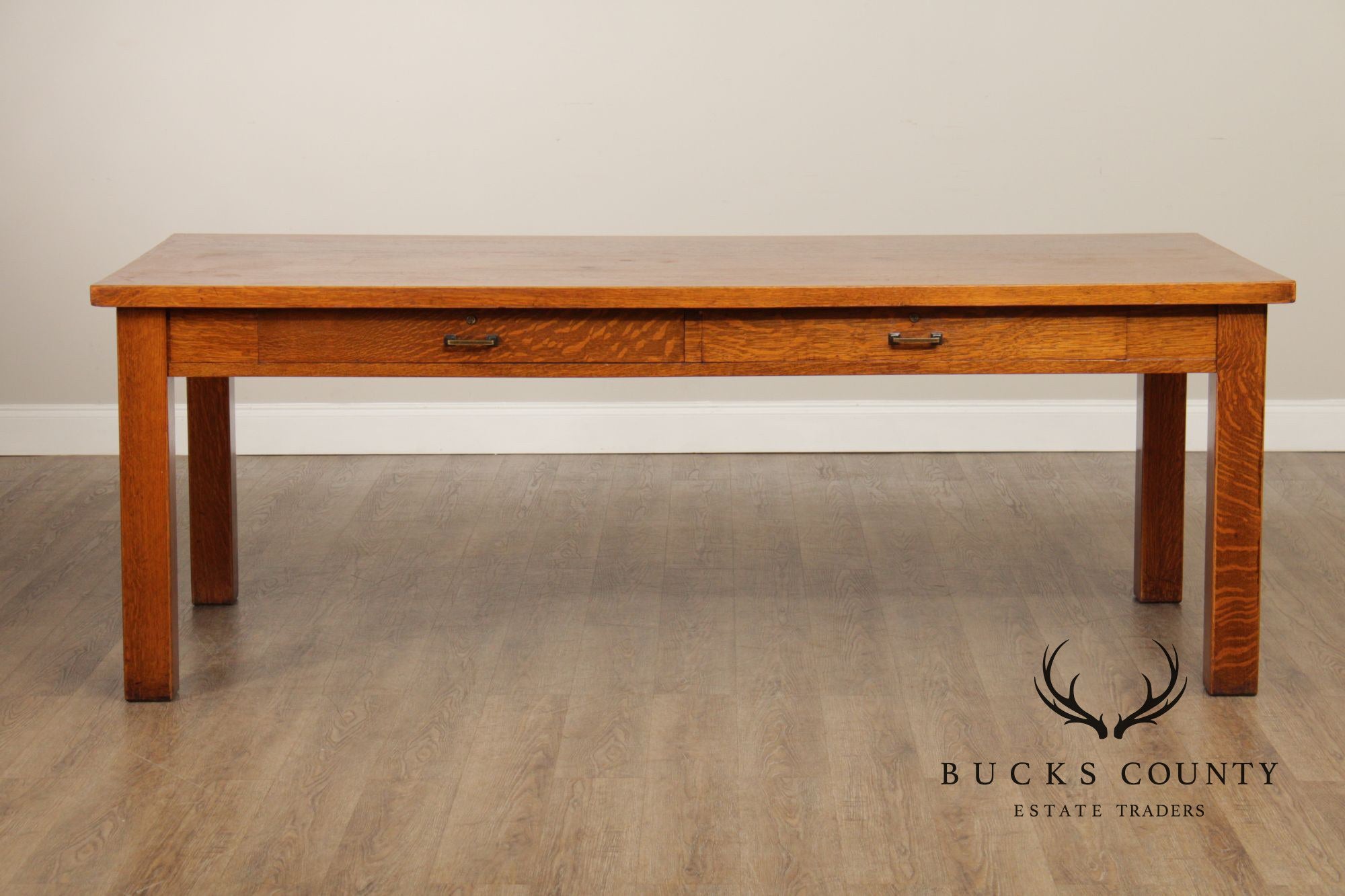 Stow & Davis Antique Mission Oak Dining Library Table