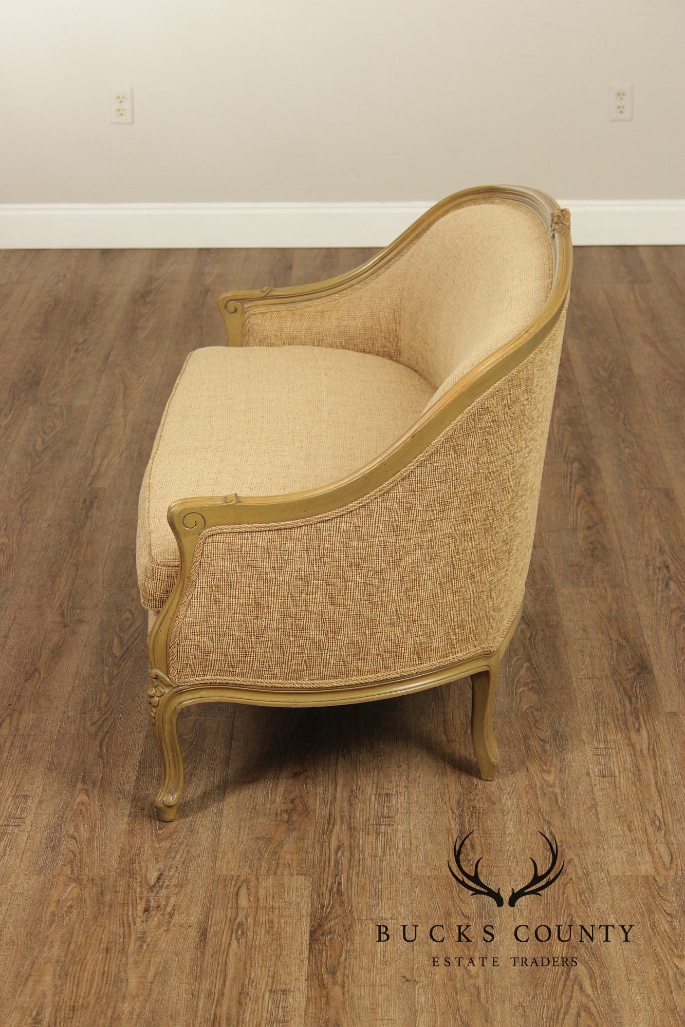 French Louis XV Style Distress Painted Settee Loveseat