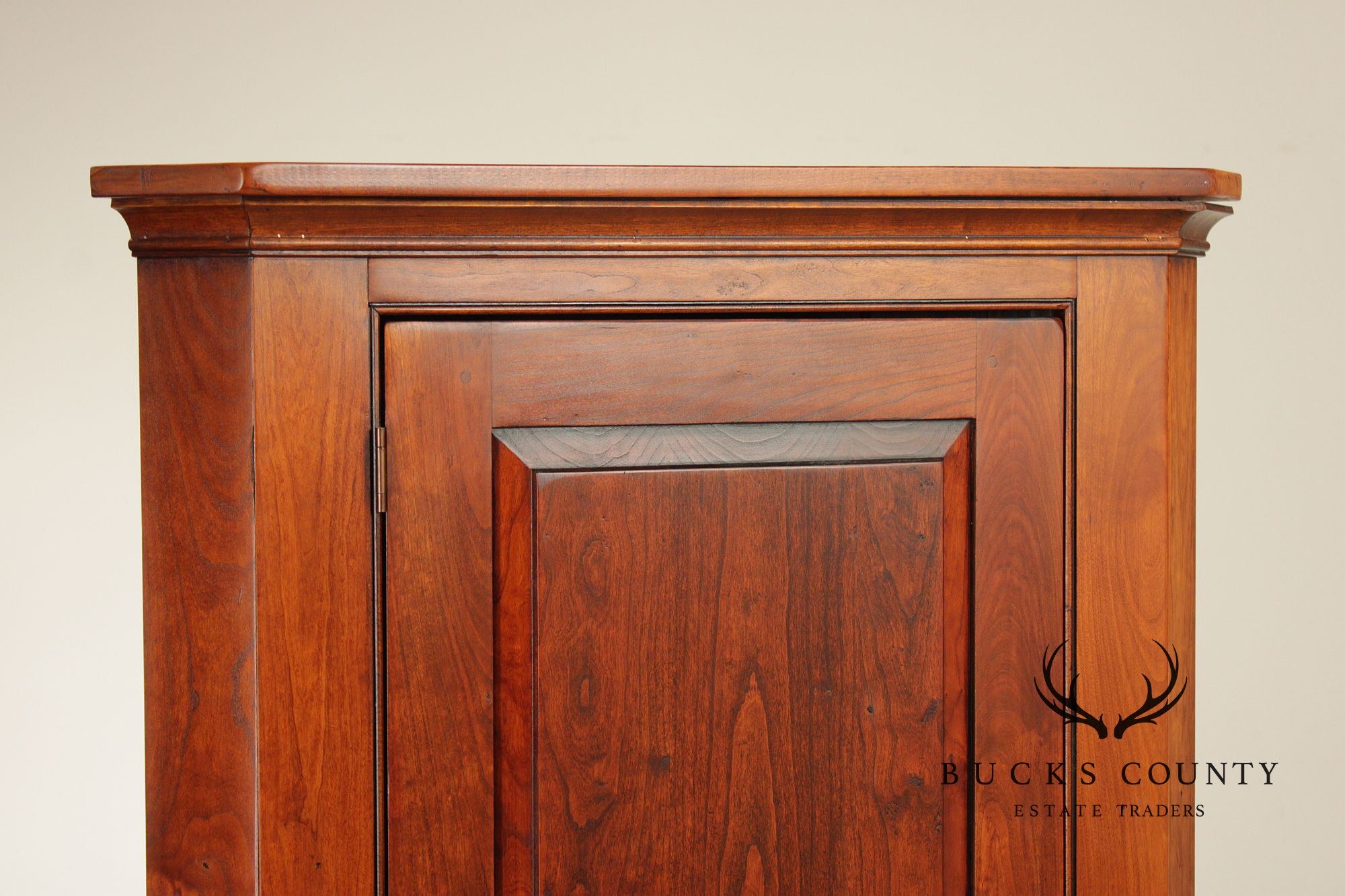 Primitive Two-Door Cherry Narrow Corner Cupboard