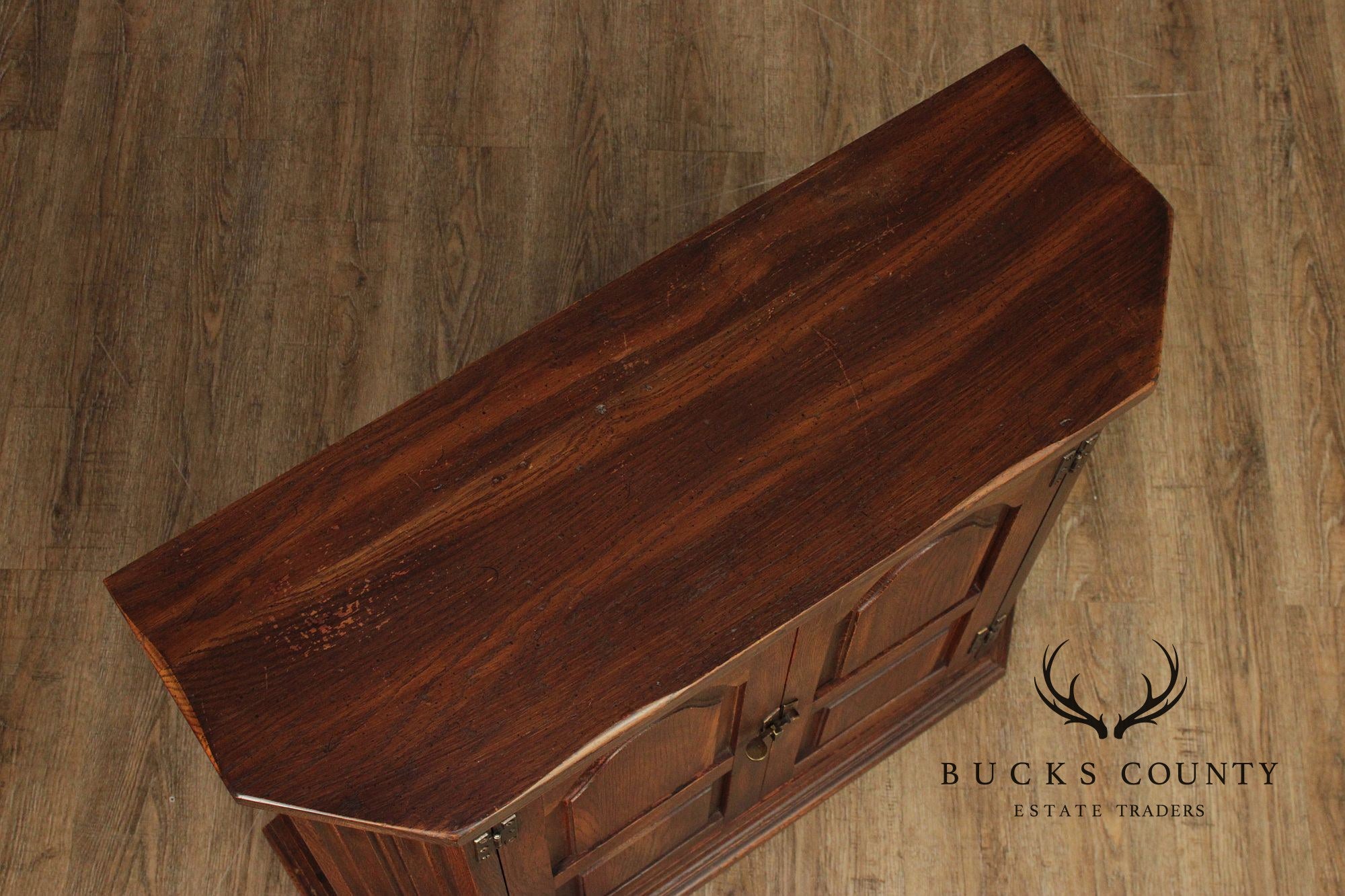 Rustic European Style Oak Console Cabinet