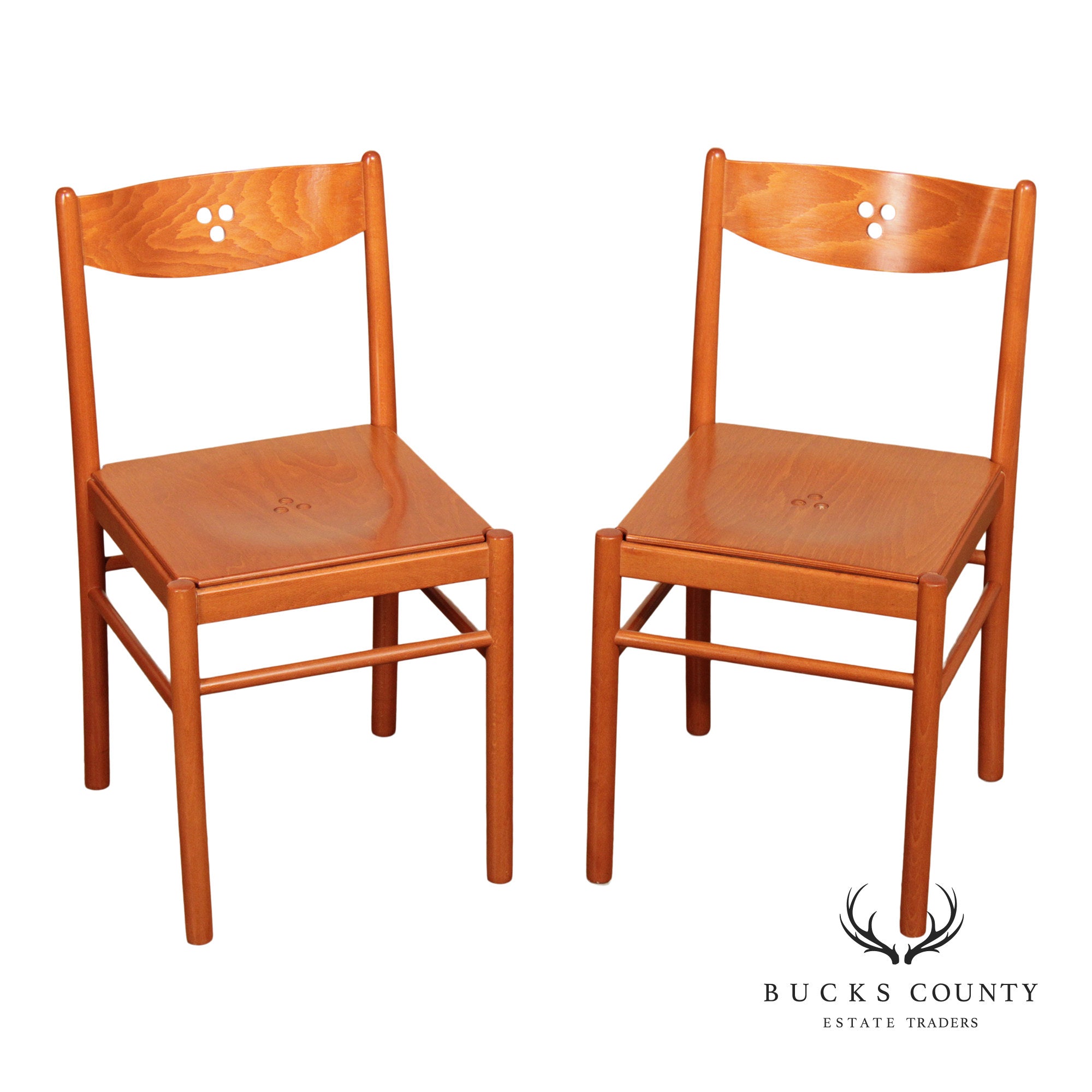 Calligaris Italian Modern Pair of Dining Side Chairs