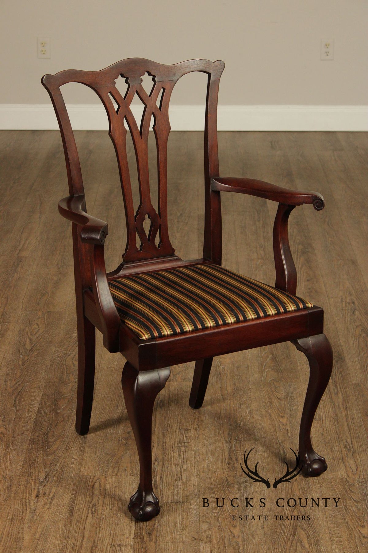 Vintage Chippendale Style Set Of Six Mahogany Dining Chairs