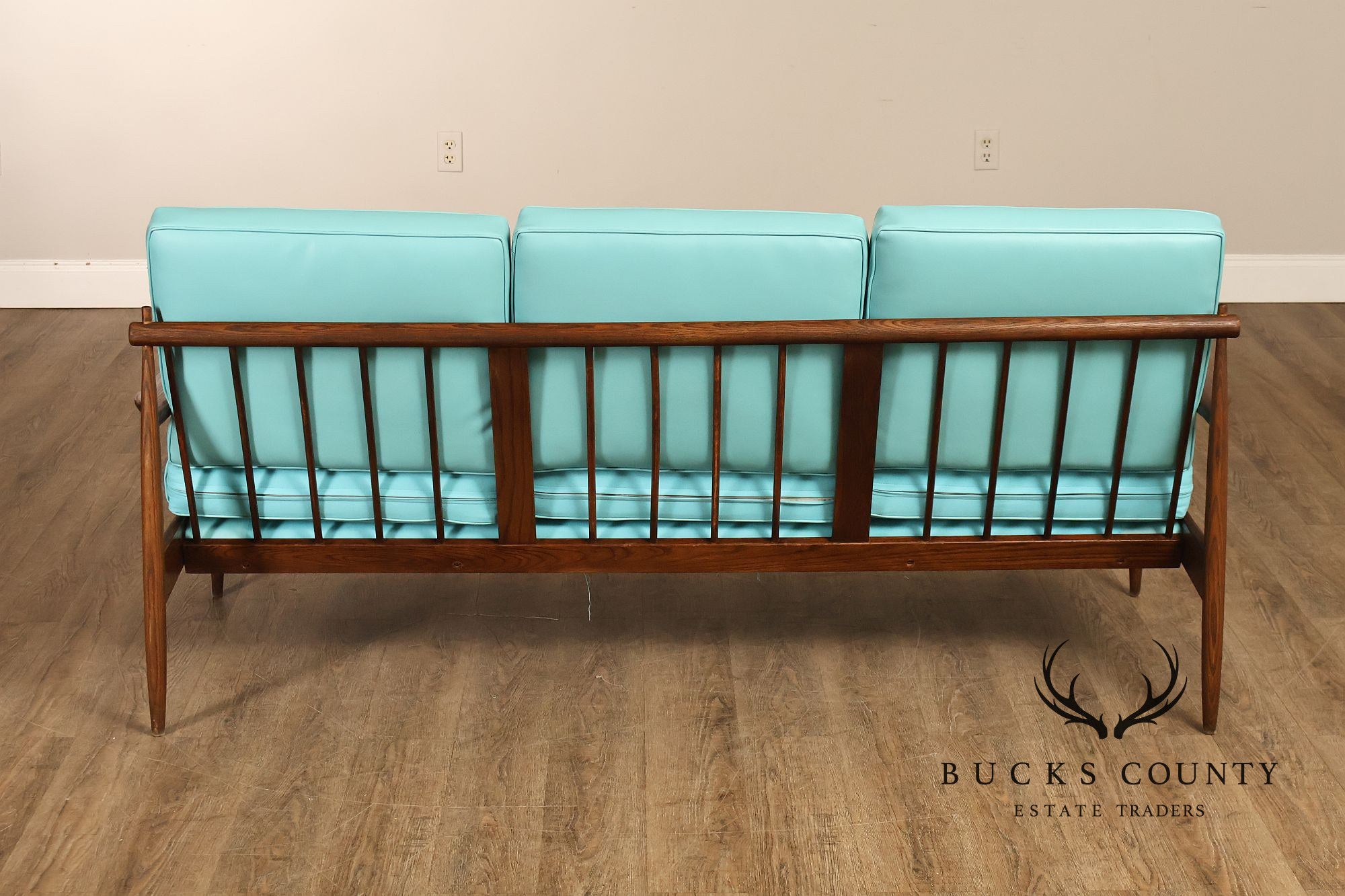 Mid Century Modern Oak Three-Seat Sofa