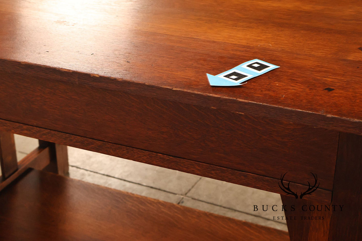 Antique Limbert Arts And Crafts Mission Oak Two-Drawer Library Table
