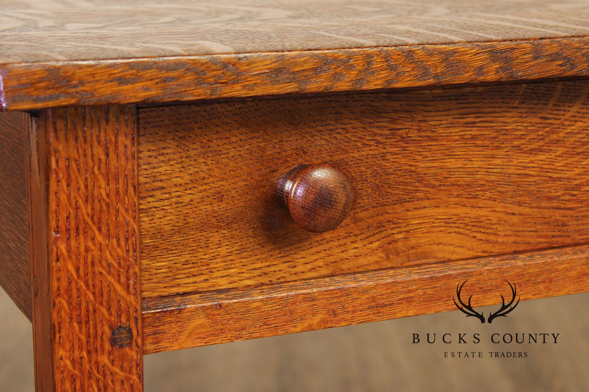 Antique L. & J.G. Stickley Mission Oak One Drawer Writing Table