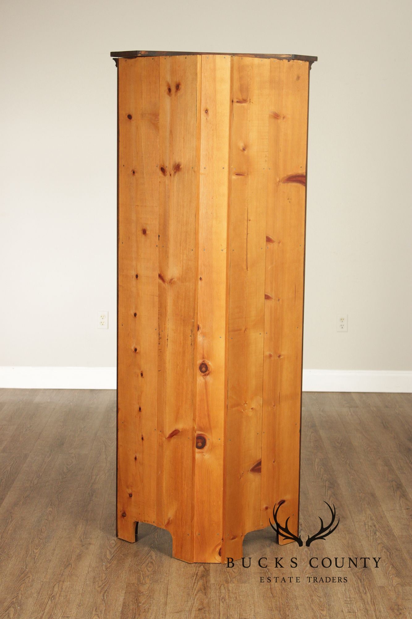 Primitive Two-Door Cherry Narrow Corner Cupboard
