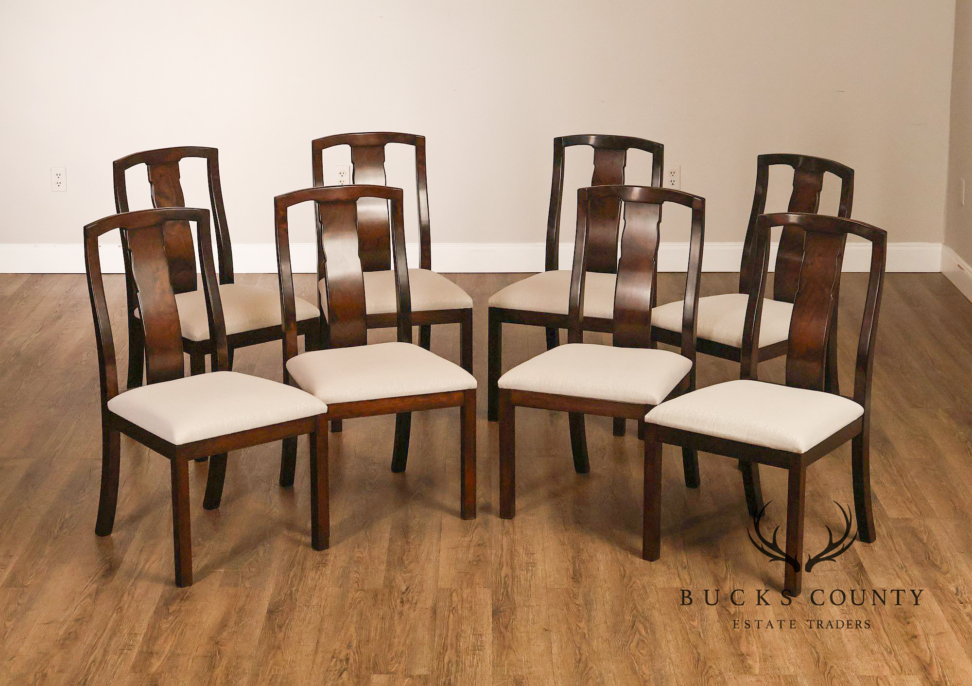 Robert Whitley Set of Eight Studio Crafted Walnut Dining Chairs