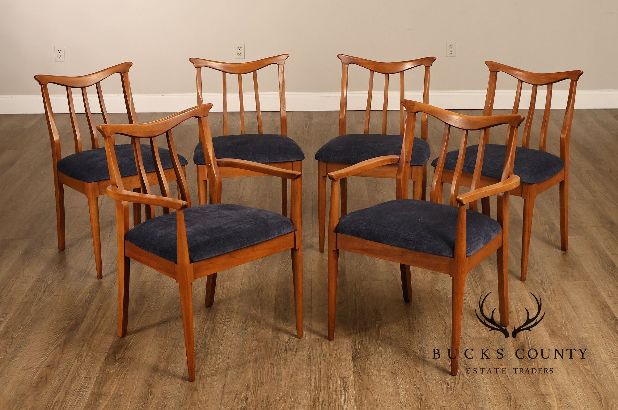 Blowing Rock Mid Century Modern Set Of Six Walnut Dining Chairs