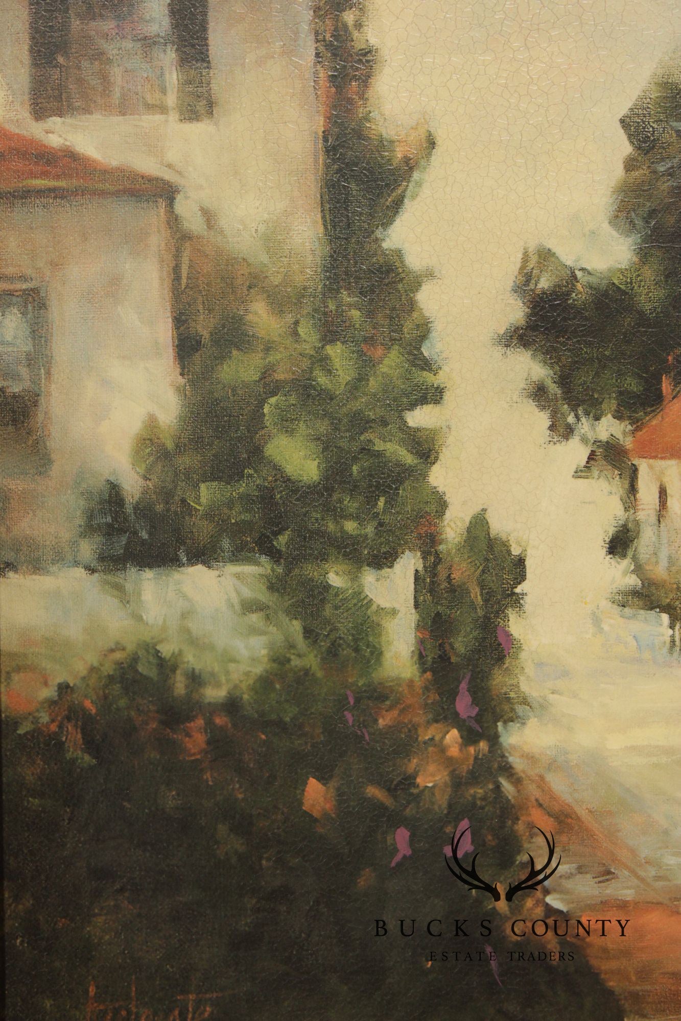 Barbara Applegate Impressionist Style Framed Print on Board, 'On Sea Street'