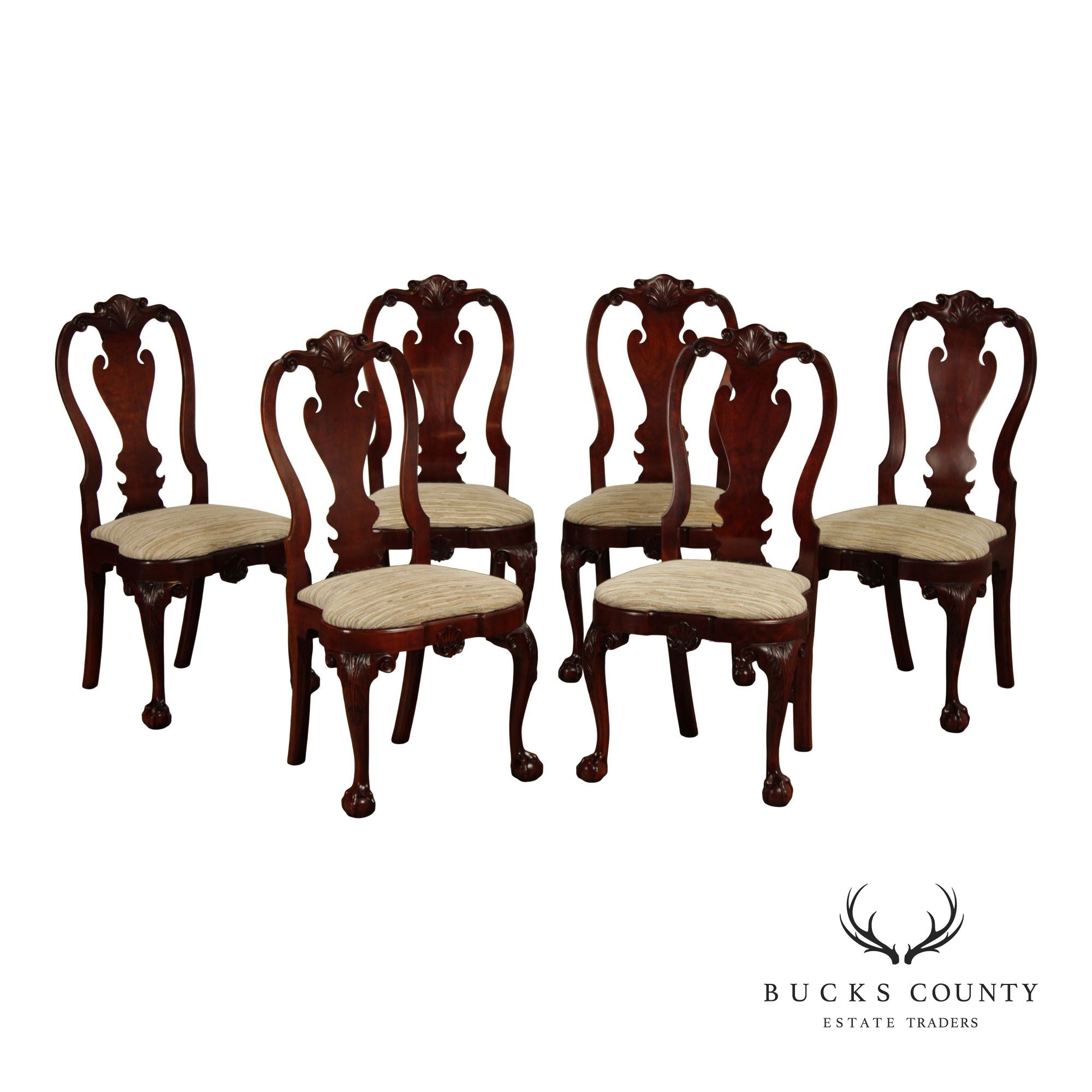 Kindel Winterthur Collection Set Of Six Carved Dining Chairs