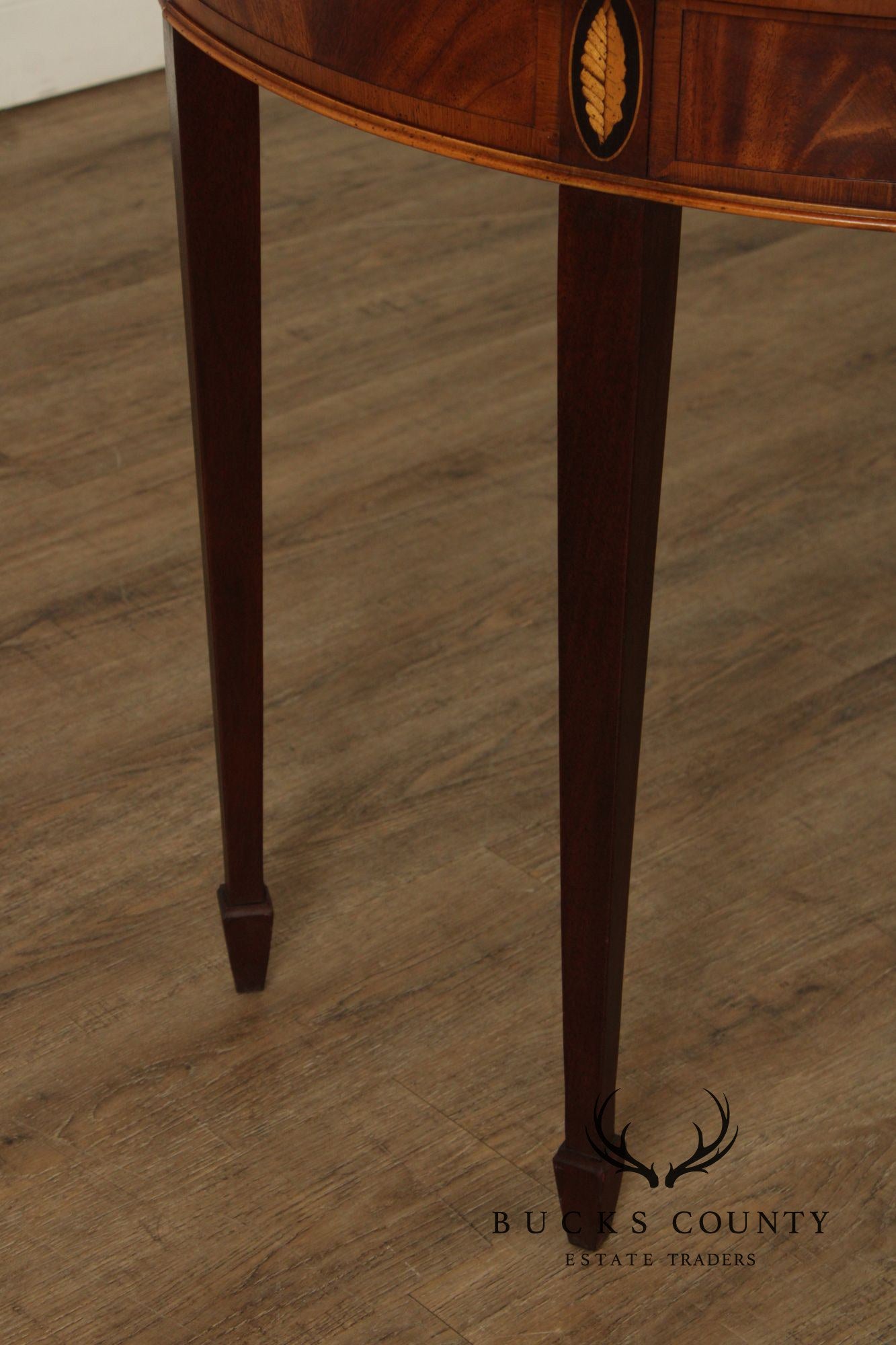 Hekman Federal Style Mahogany And Yew Wood Demilune Game Table