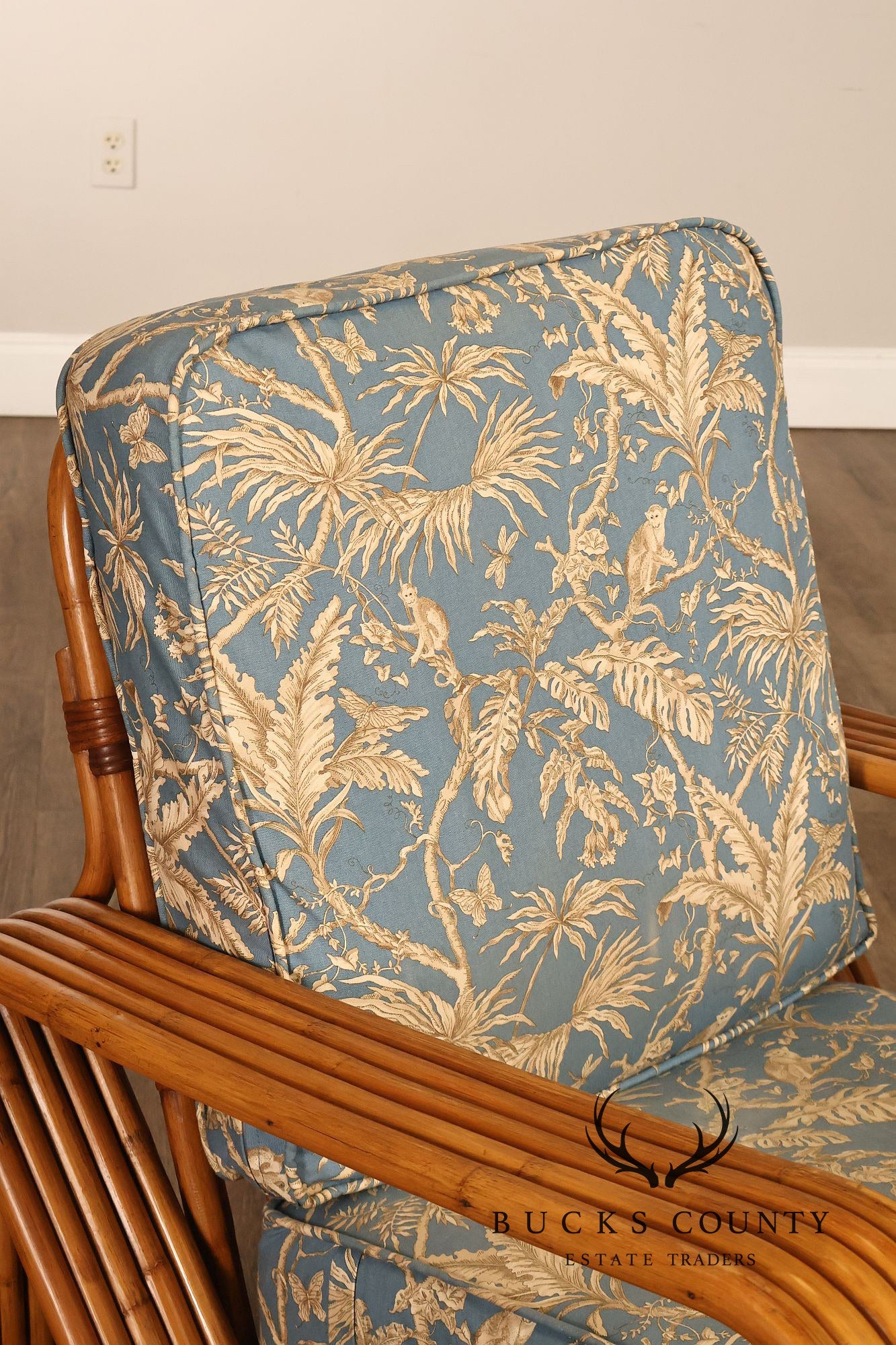 Paul Frankl Pair Of Pretzel Rattan Lounge Chairs