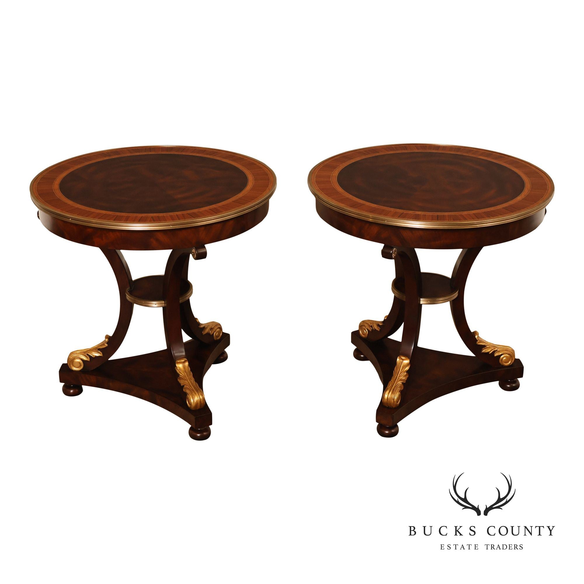 Theodore Alexander Pair of 'After Dinner Drinks' Mahogany Side Tables