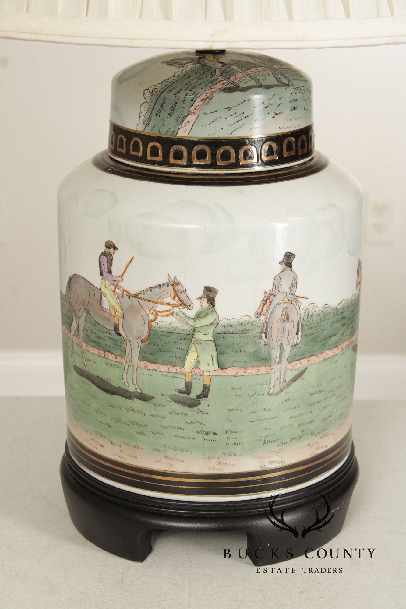 Equestrian Porcelain Ginger Jar Table Lamp